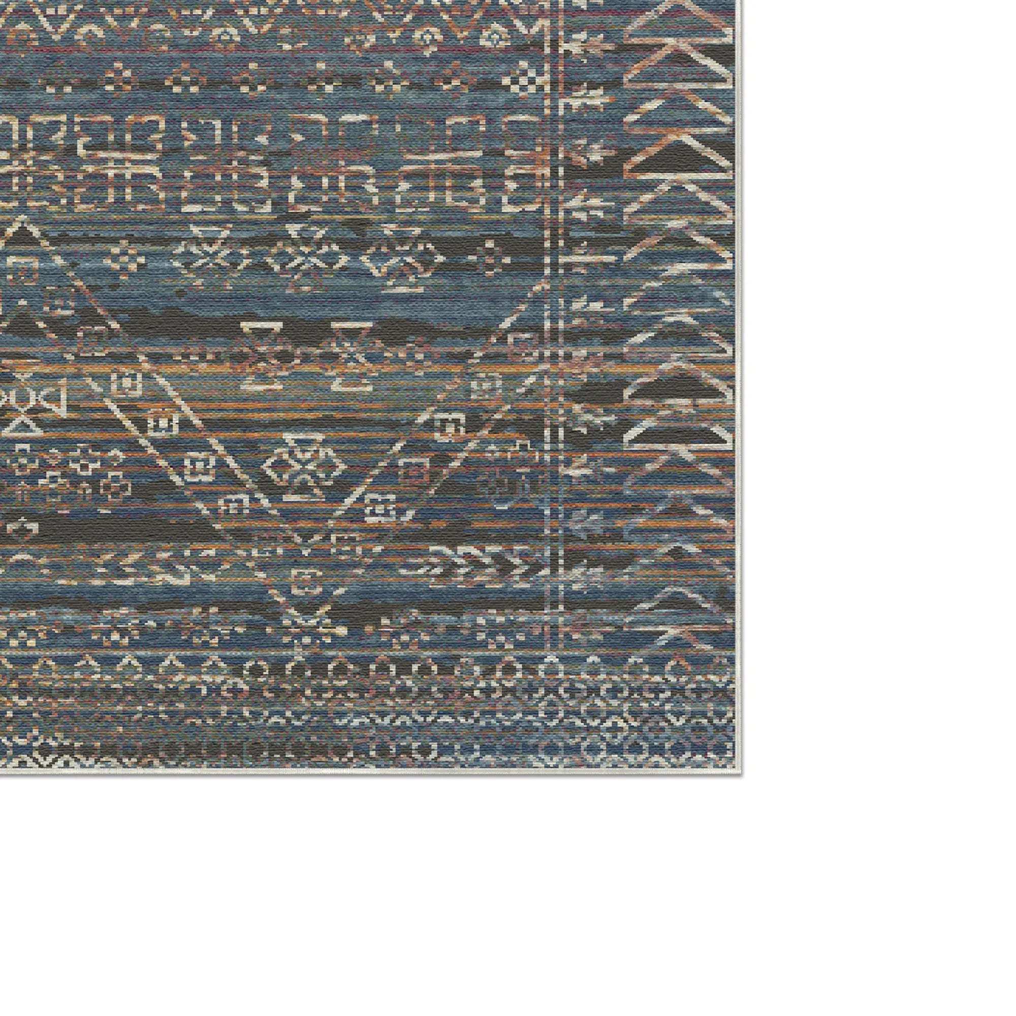 Indigo Orakel Verblasster Stammes-Teppich