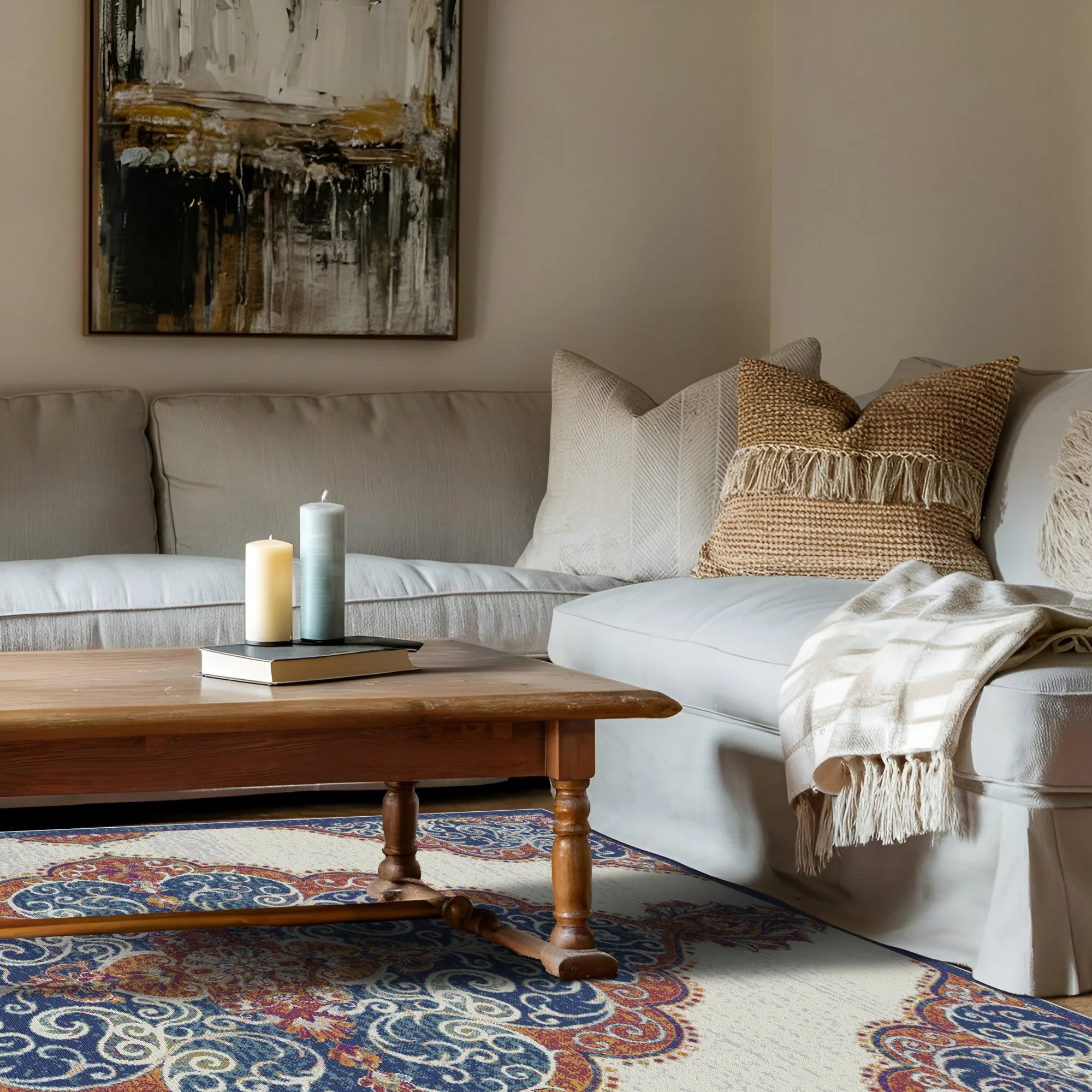 Lapislazuli Teppich mit Rankenmuster