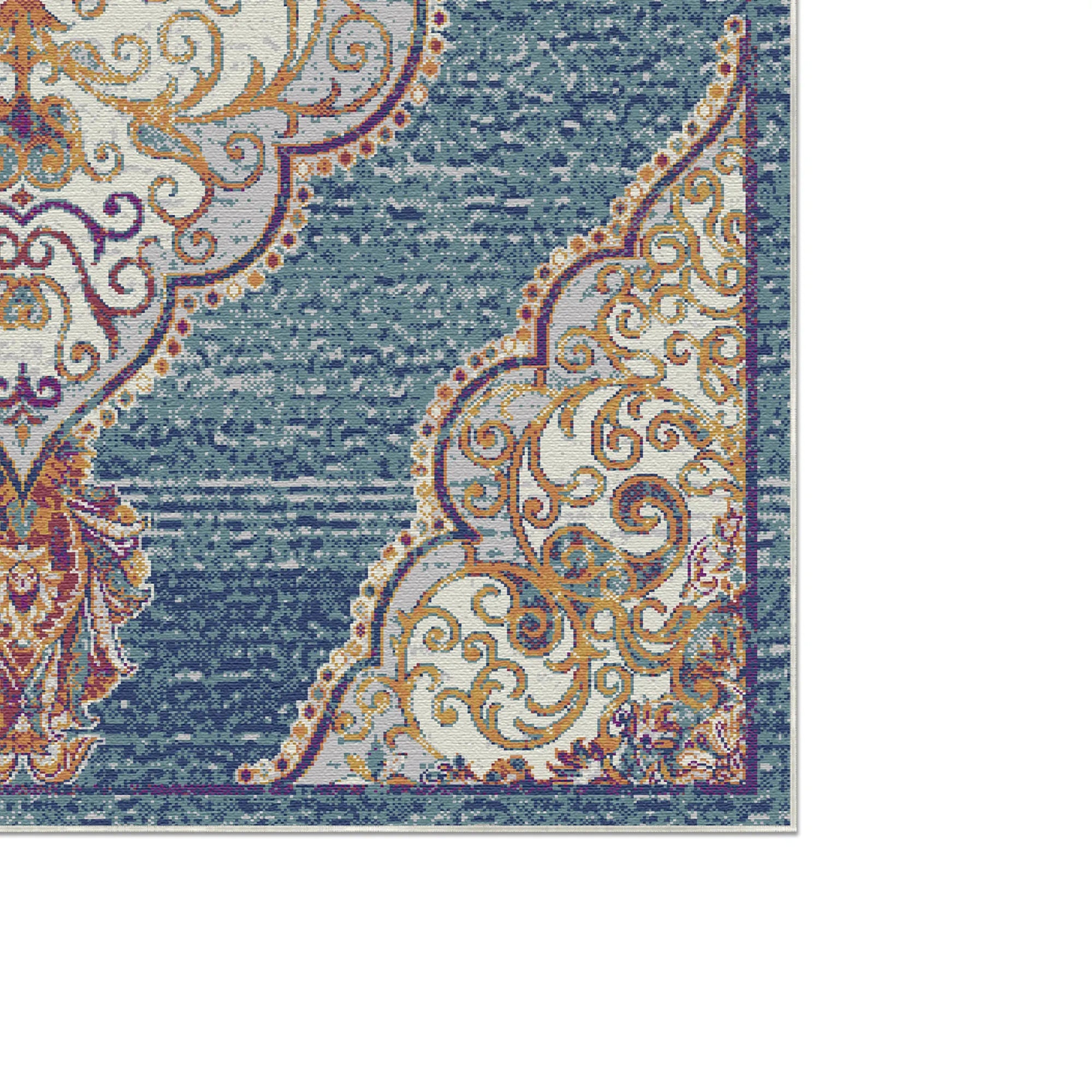 Indigo Schriftrolle Medaillon-Teppich
