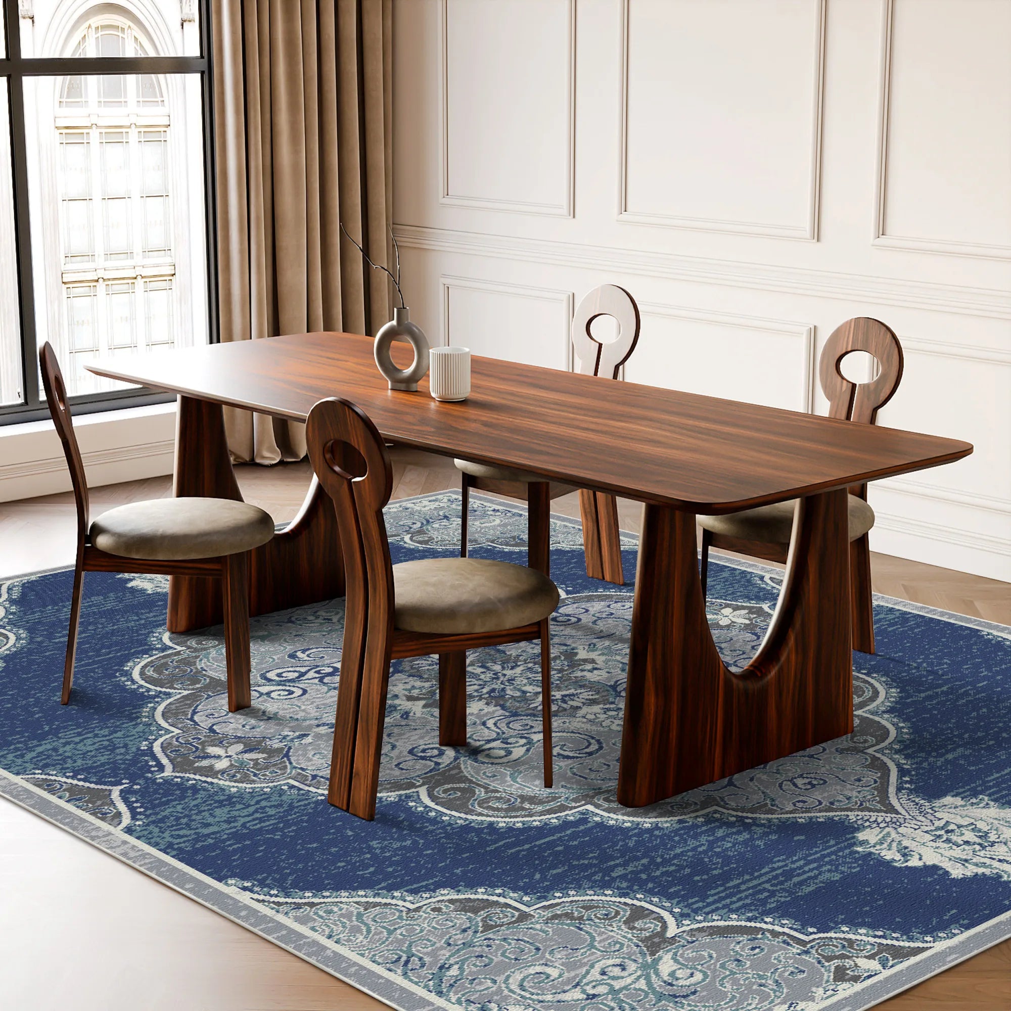 Schiefer Ornament Medaillon Teppich