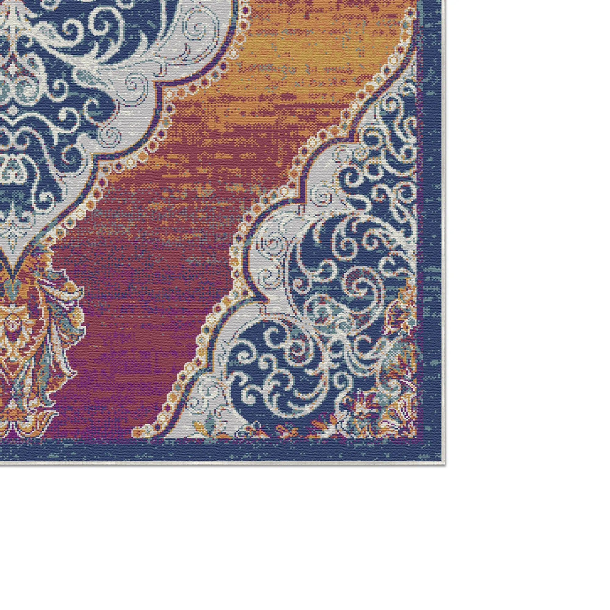 Sonnenuntergang Ornament Medaillon Waschbarer Teppich