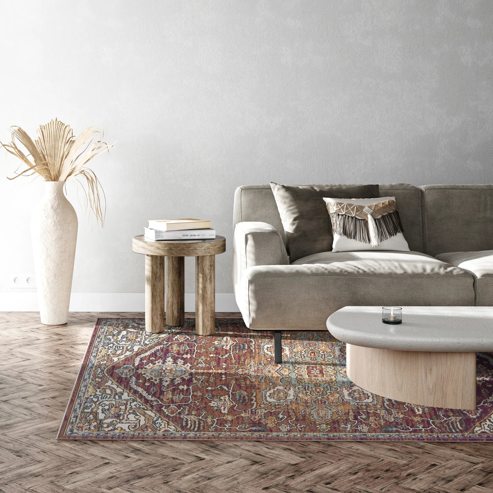 Terrakotta Garten Gelöschter Botanischer Teppich