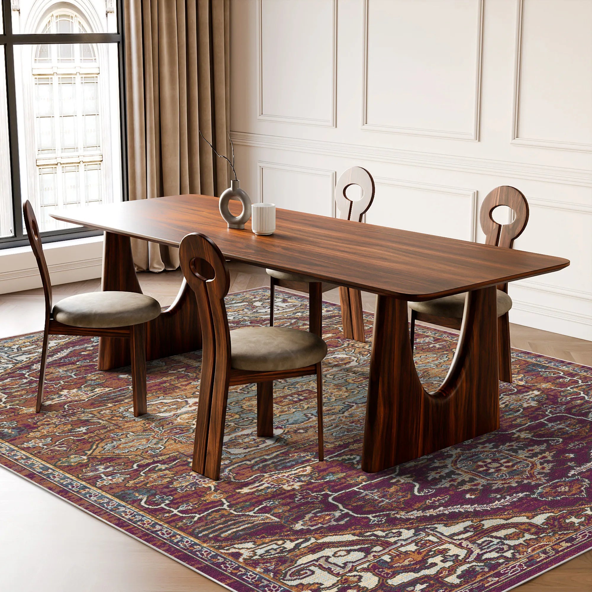 Terrakotta Garten Gelöschter Botanischer Teppich