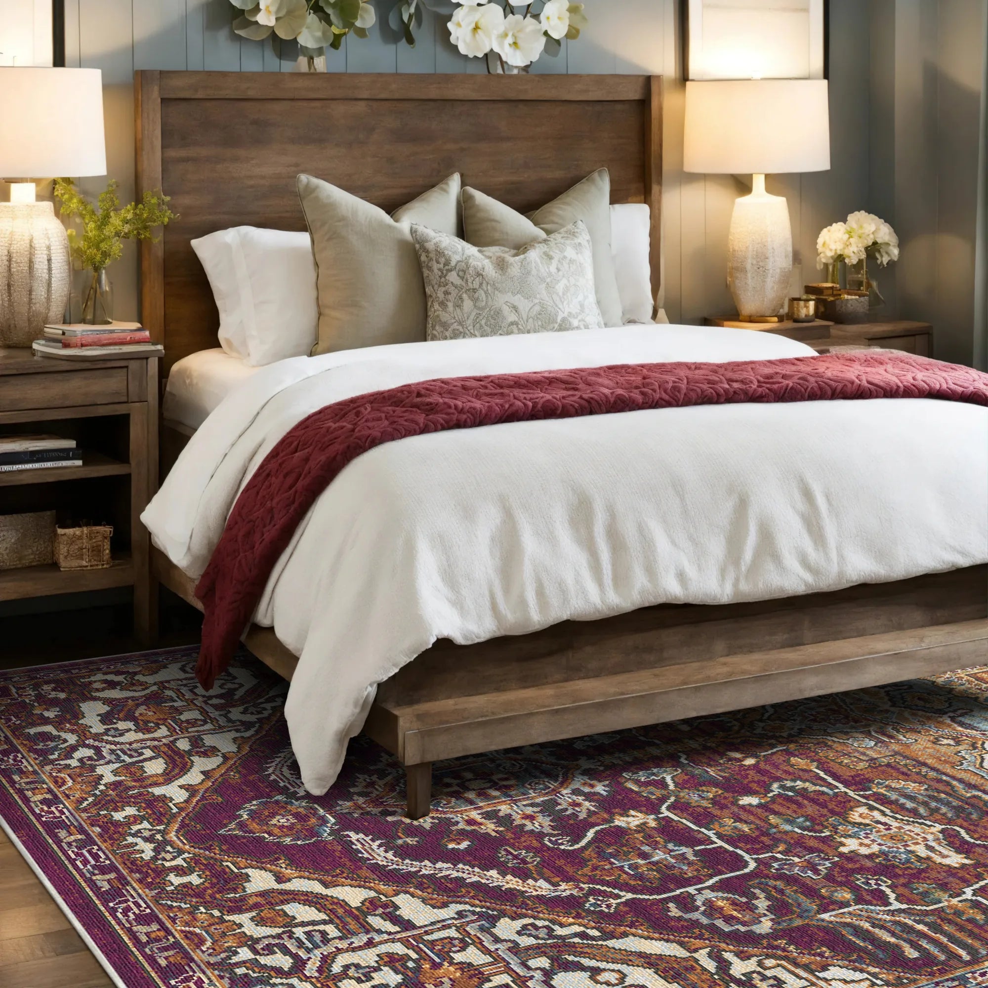 Terrakotta Garten Gelöschter Botanischer Teppich