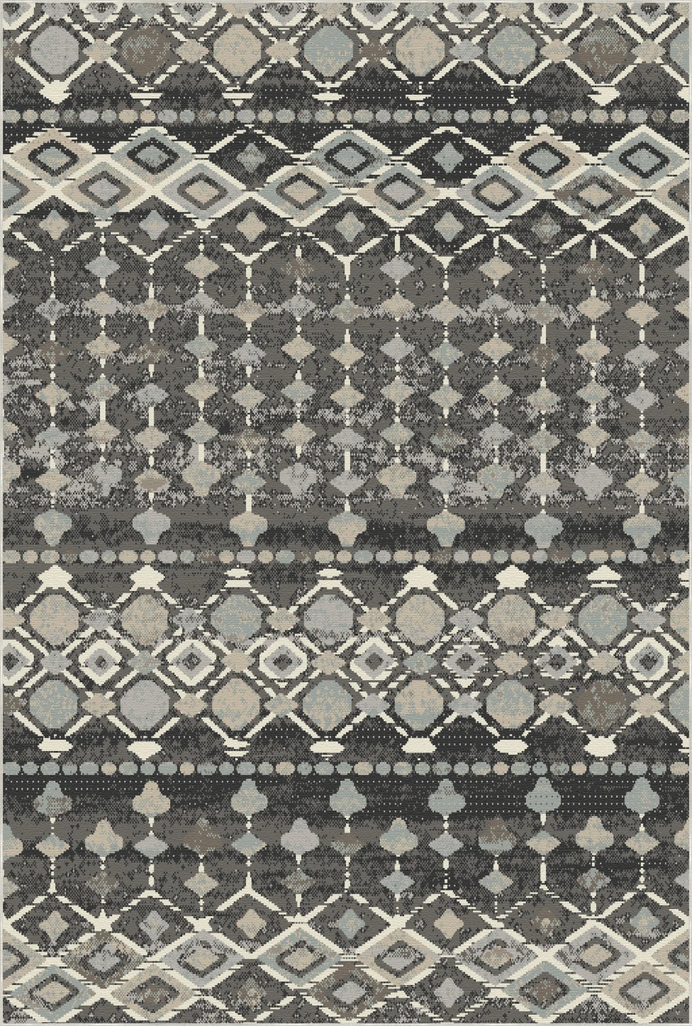Sonora Charcoal Tribal Geometric Waschbarer Teppich