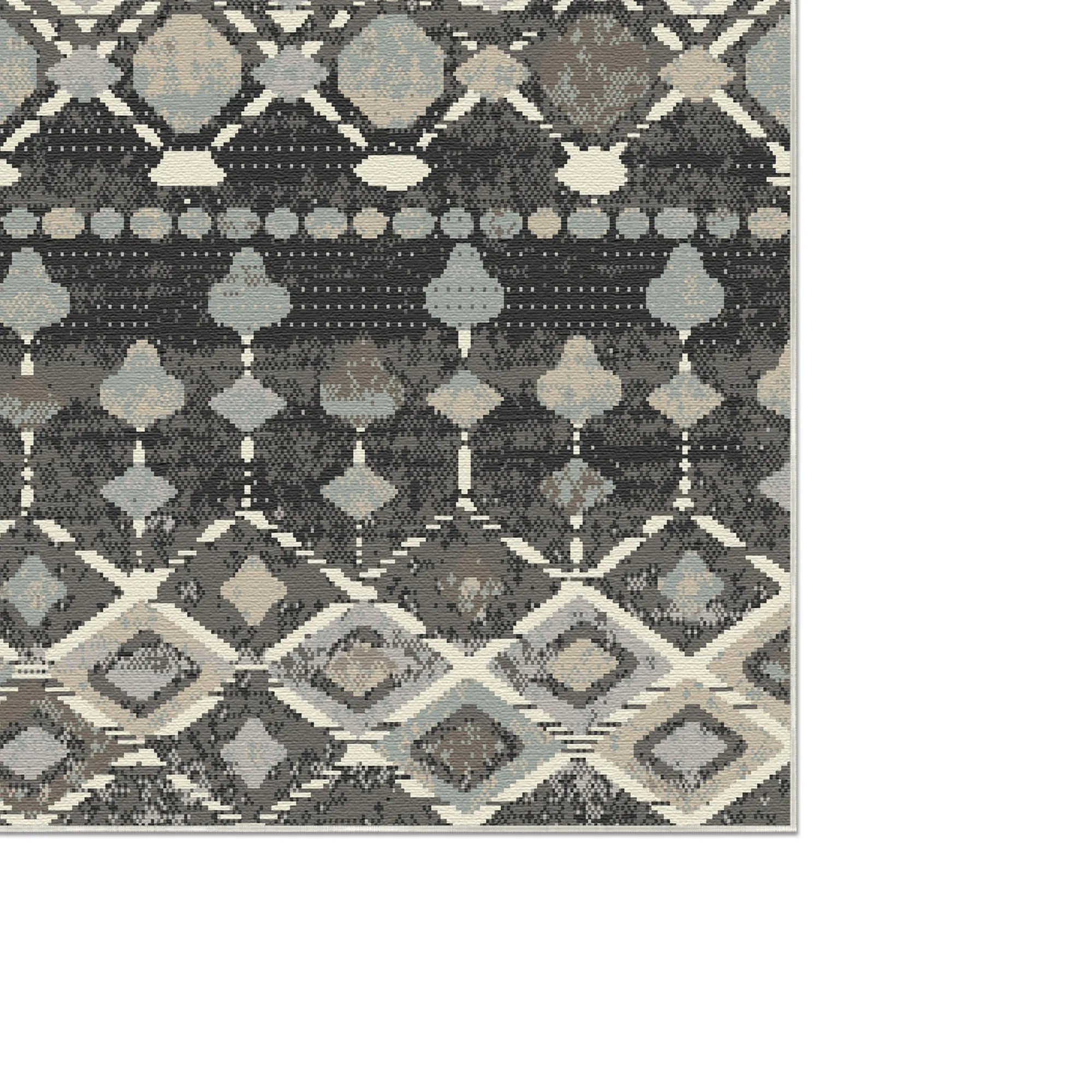 Sonora Kohle Tribal Geometrischer Waschbarer Teppich