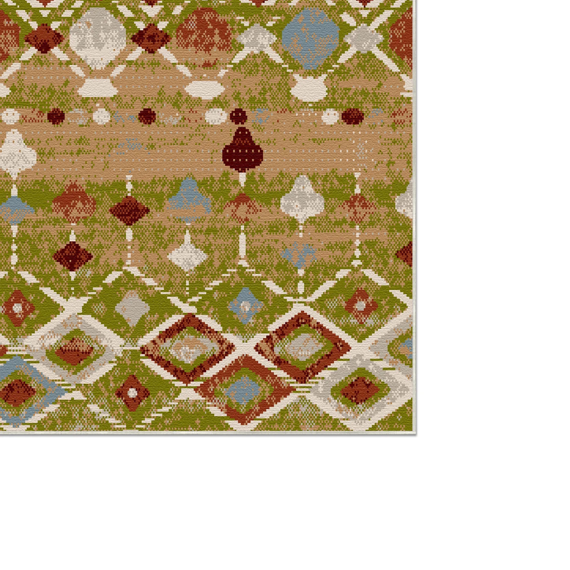 Tucson Olive Tribal Geometrischer Waschbarer Teppich