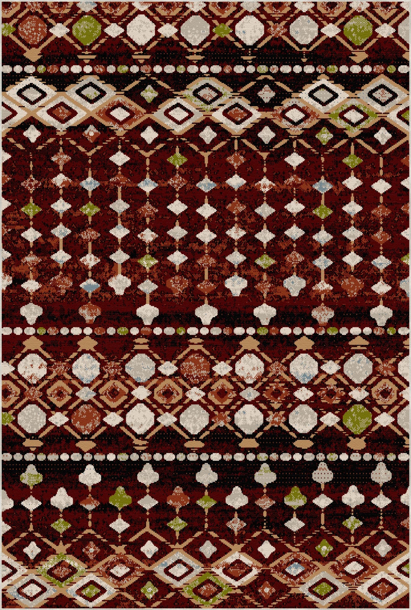 Waschbarer Teppich Taos Garnet Tribal Geometric