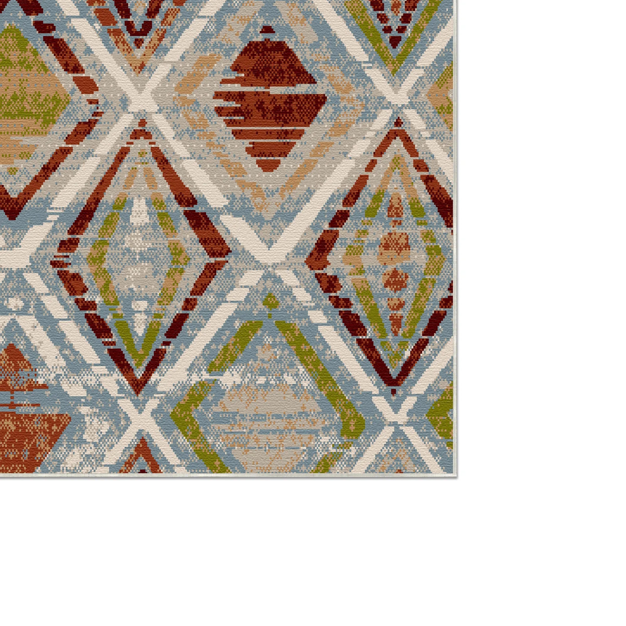 Tahoe Blau Geometrischer Waschbarer Teppich