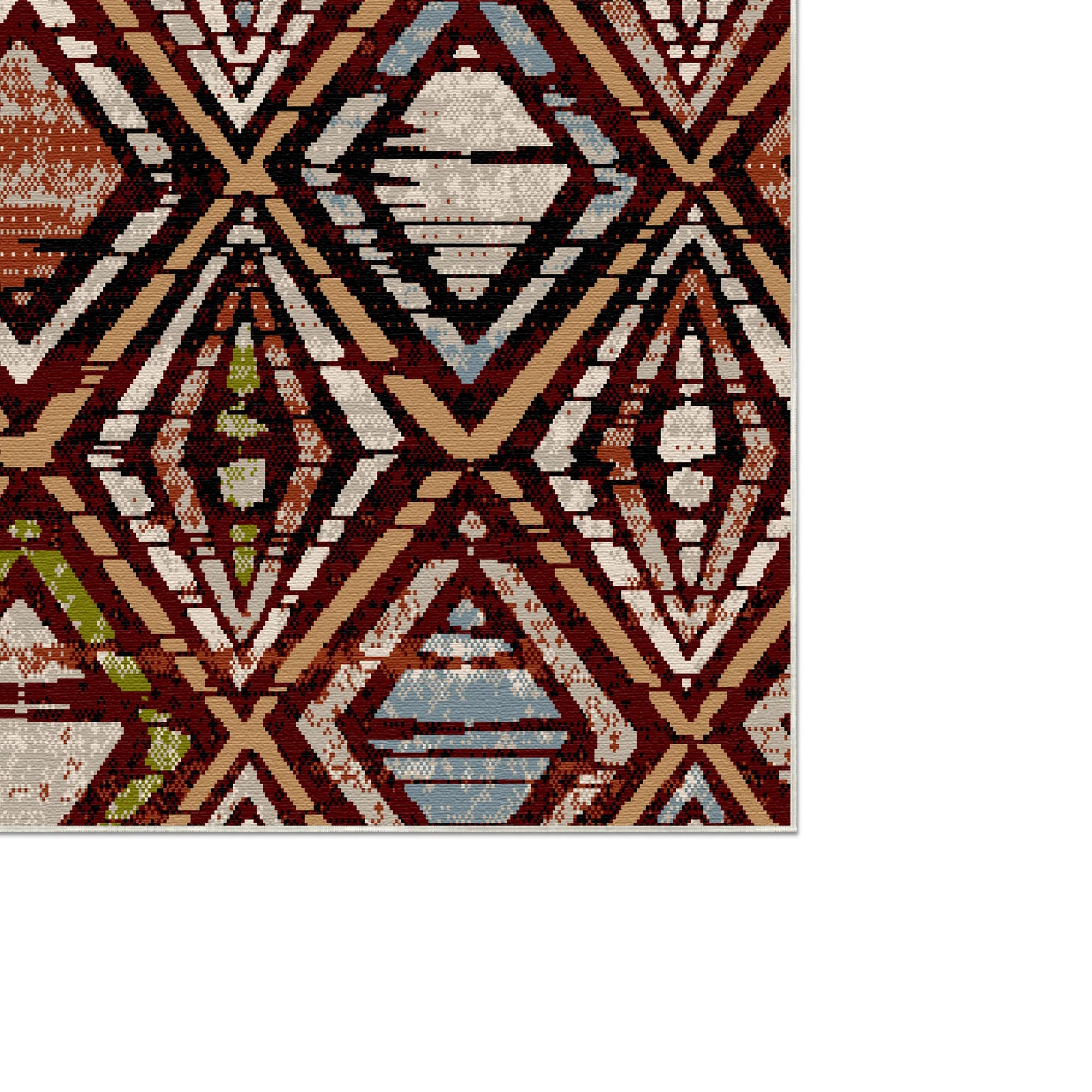 Zion Mahagoni Geometrischer Waschbarer Teppich