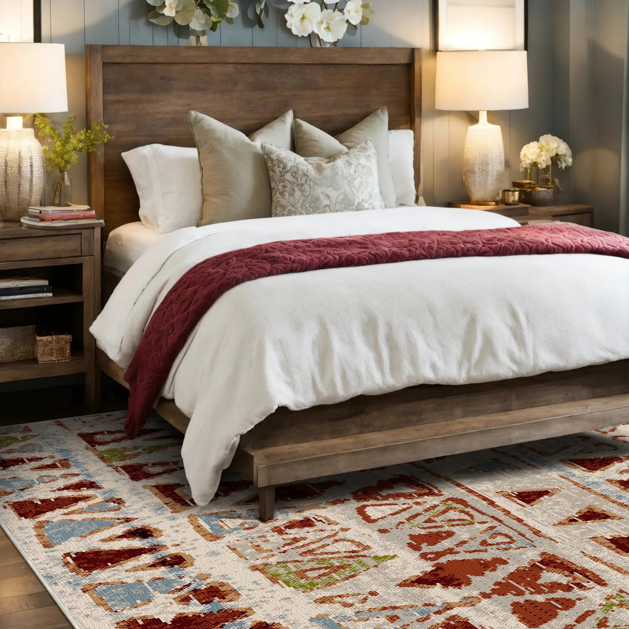 Kenai Creme Tribal Waschbarer Teppich