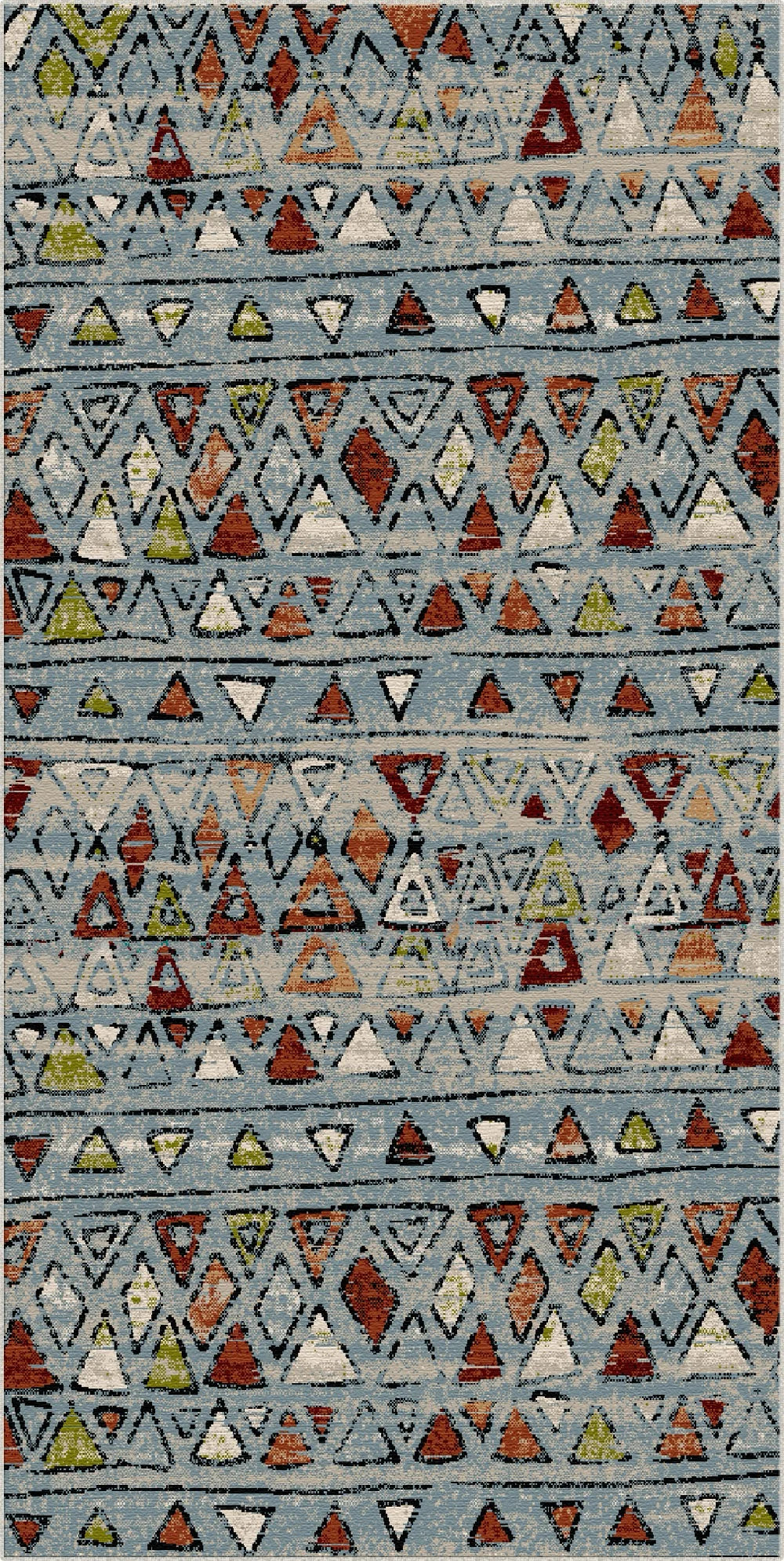 Kodiak Blau Tribal Waschbarer Teppich