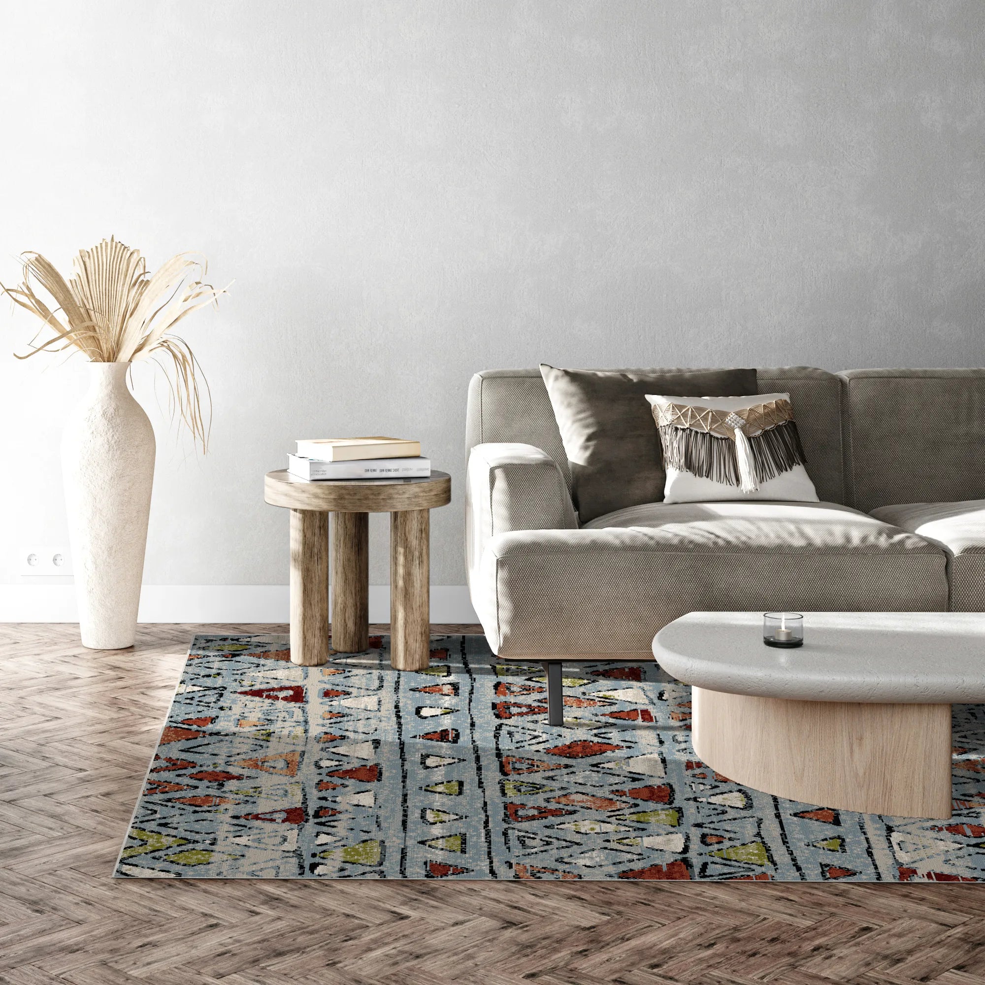 Kodiak Blue Tribal Waschbarer Teppich