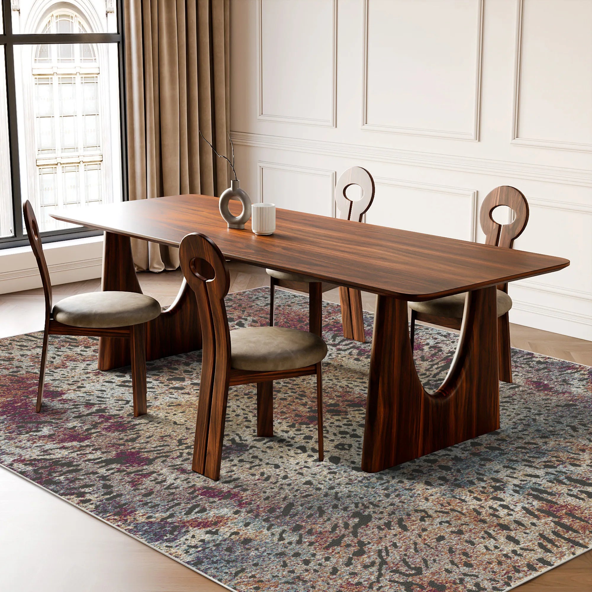 Bohemianischer Leoparden Teppich im Used-Look