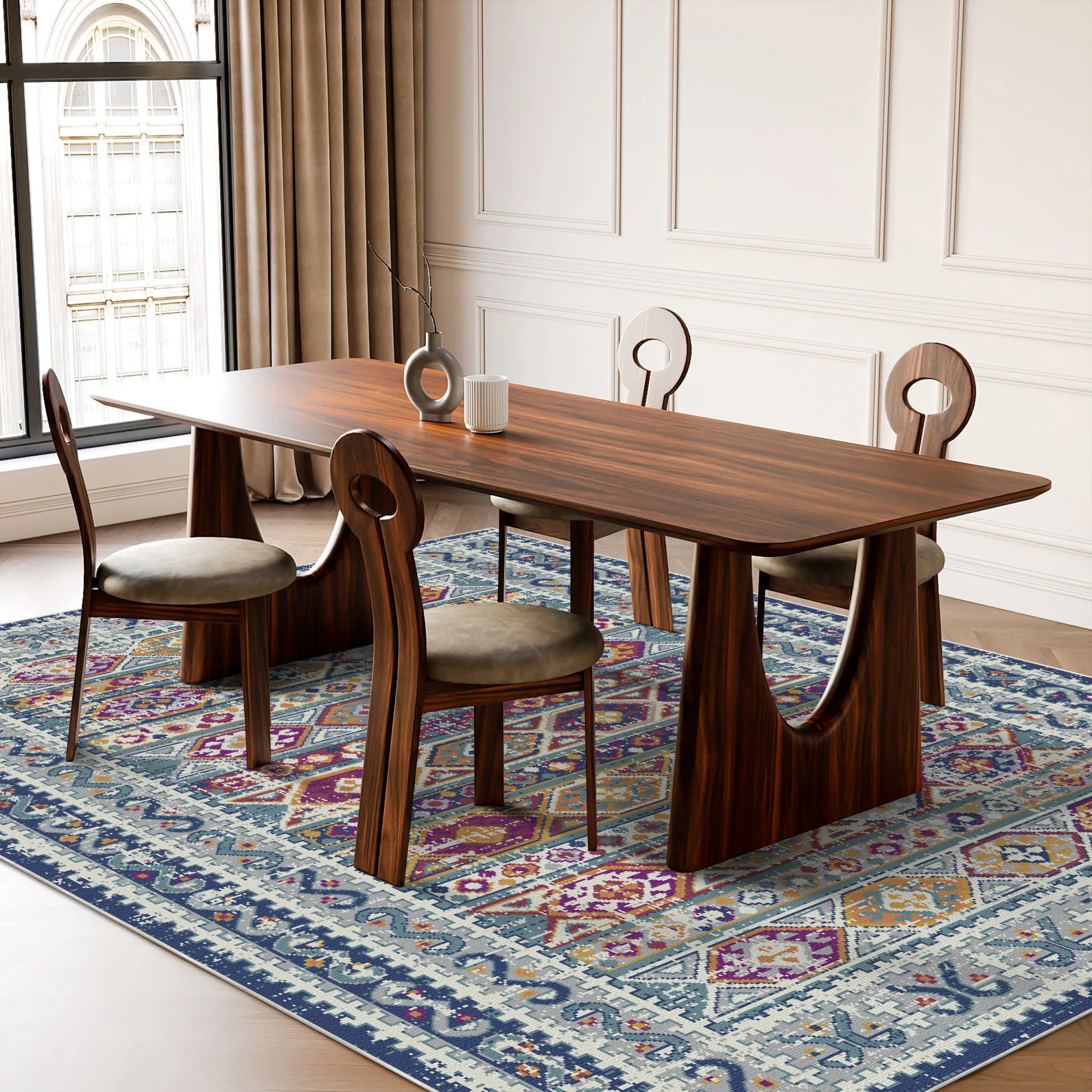 Waschbarer Teppich Caspian Folklore Medallion