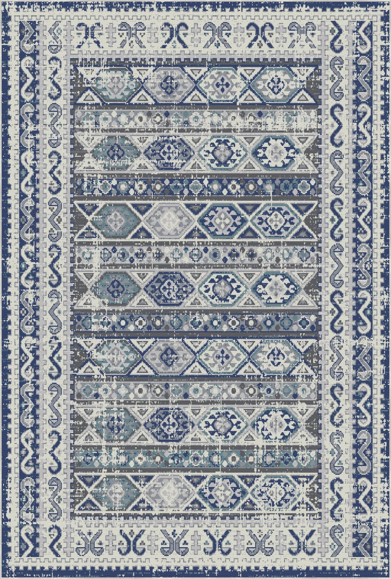 Waschbarer Teppich Baltic Blue Folklore Medallion