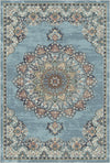 Valencia Himmel Traditioneller Waschbarer Teppich Blau