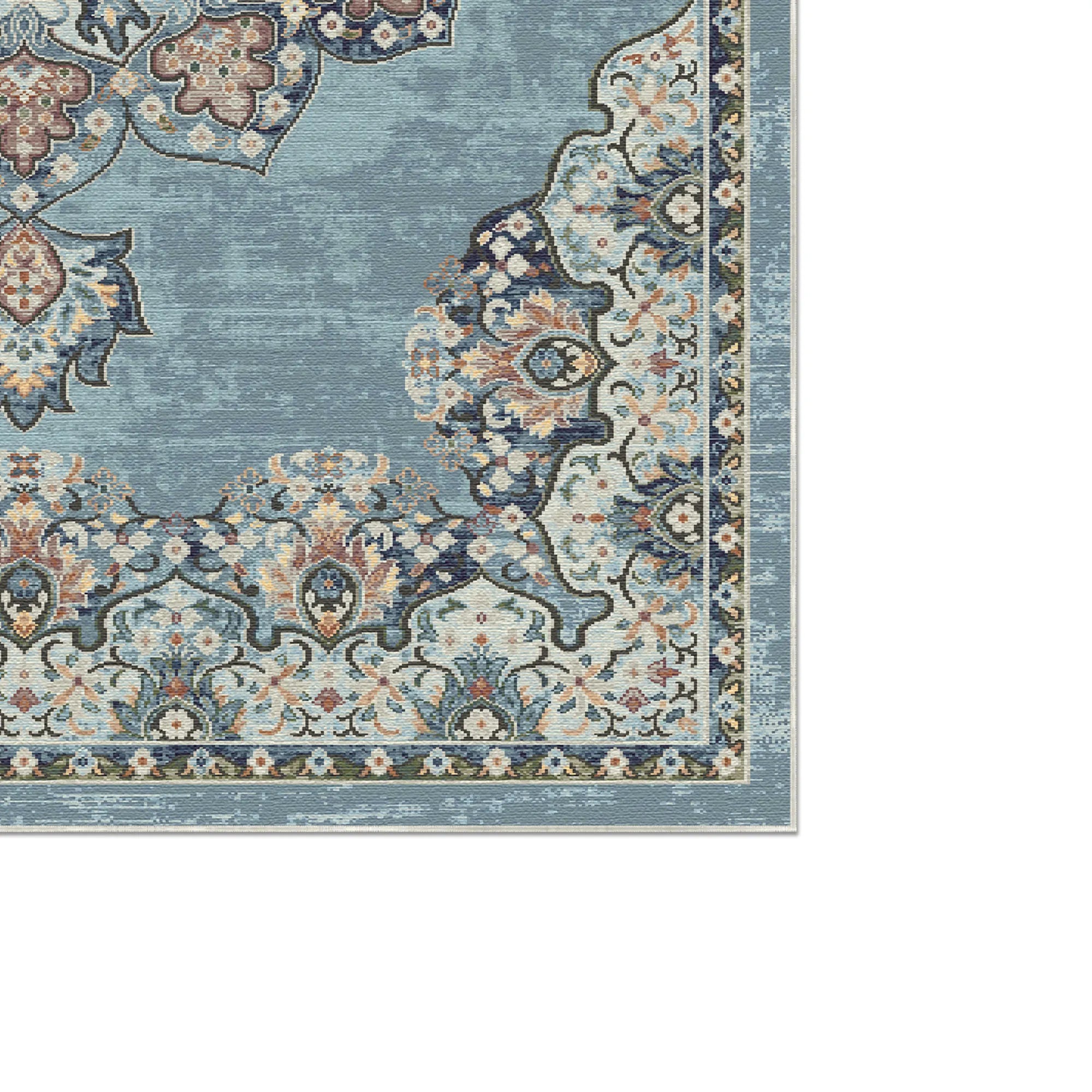 Valencia Himmel Traditioneller Waschbarer Teppich