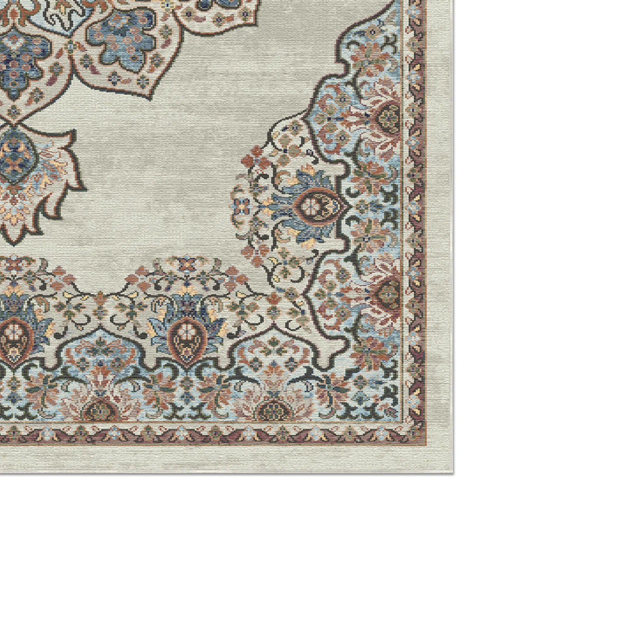 Salamanca Beige Traditioneller Waschbarer Teppich