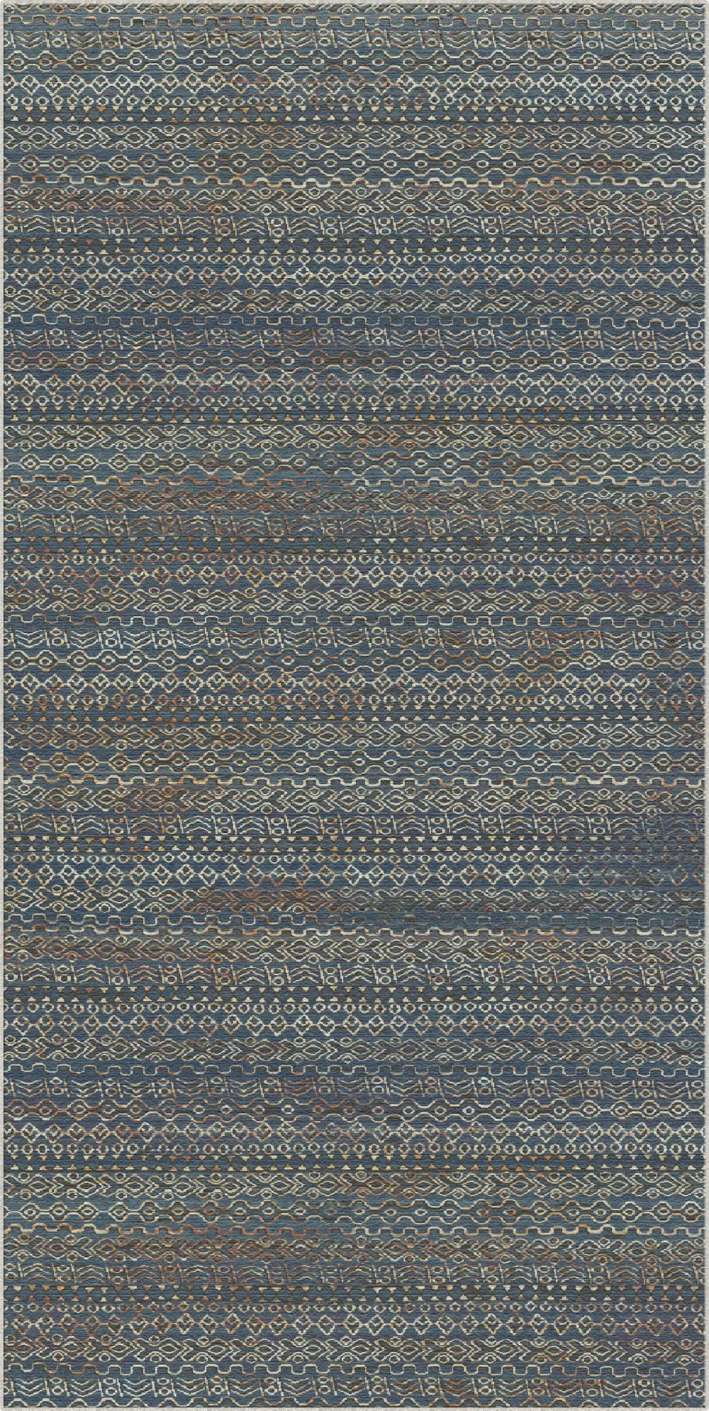 Amalfi Blau Abstrakter Waschbarer Teppich