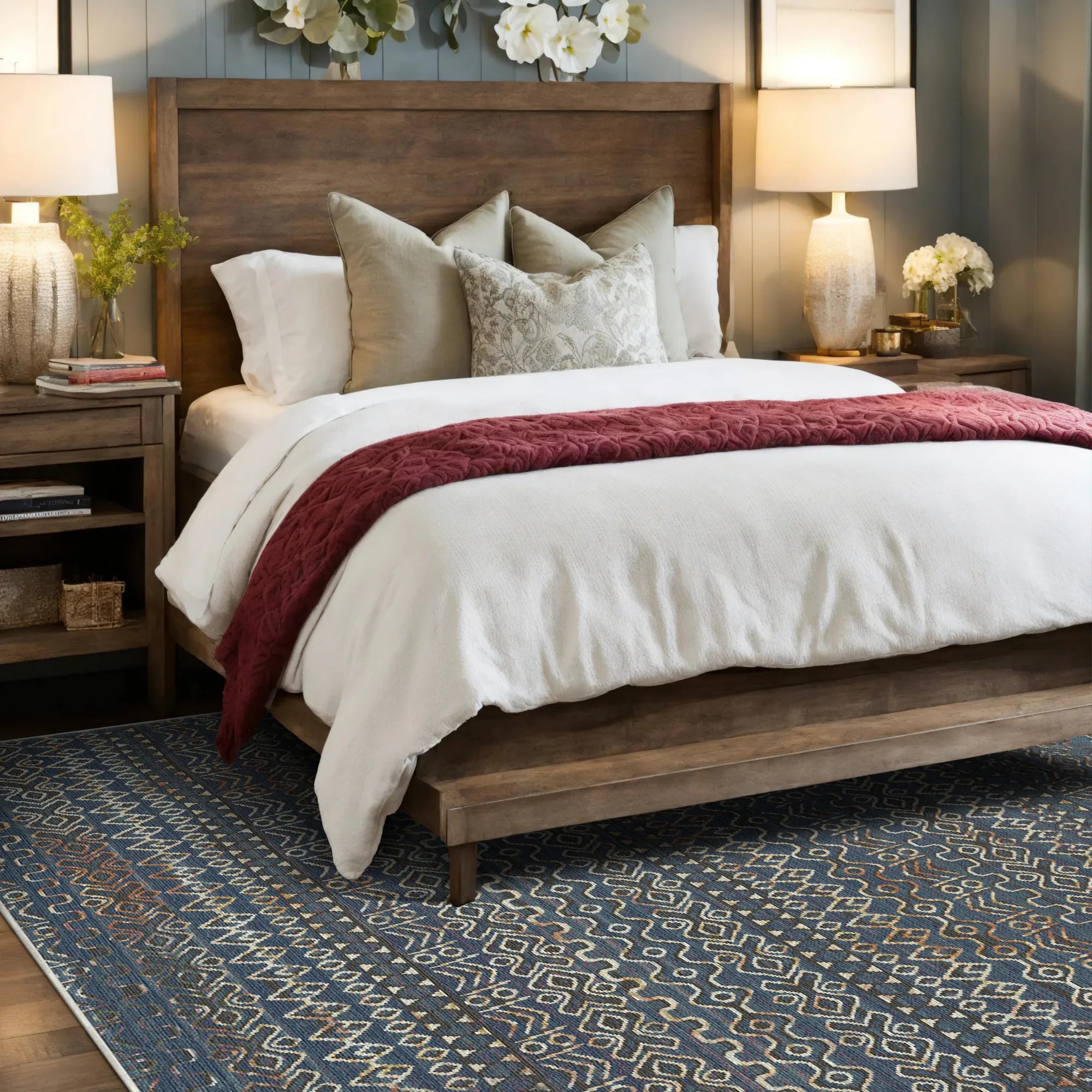 Waschbarer Teppich Amalfi Blue Abstract