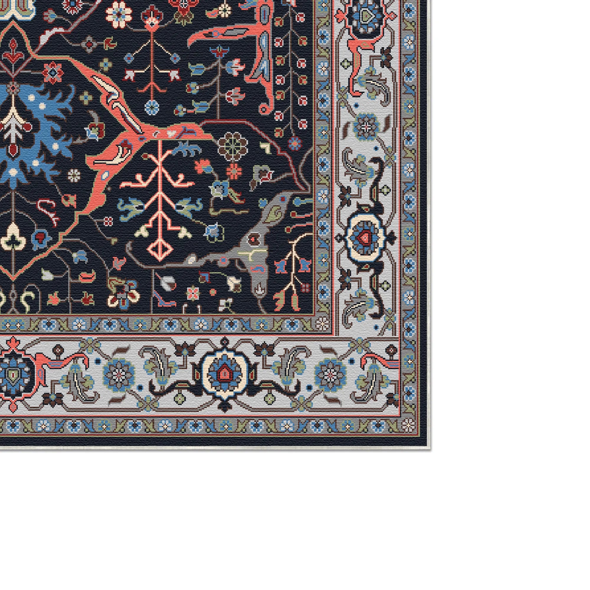 Klassischer Marineblauer Persischer Medaillon Teppich
