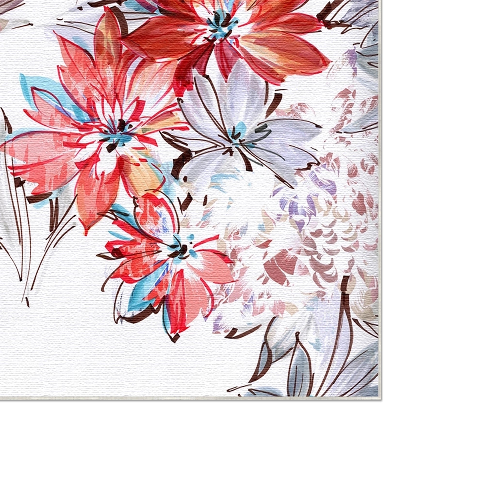 Modernes Blumen Künstlerischer Blüten Teppich
