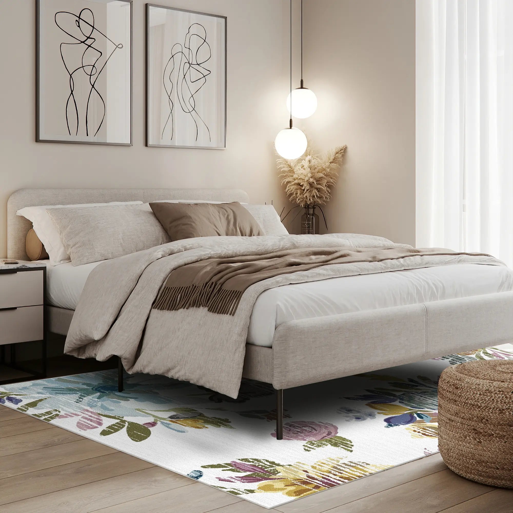 Verwaschener Vintage Blumenteppich