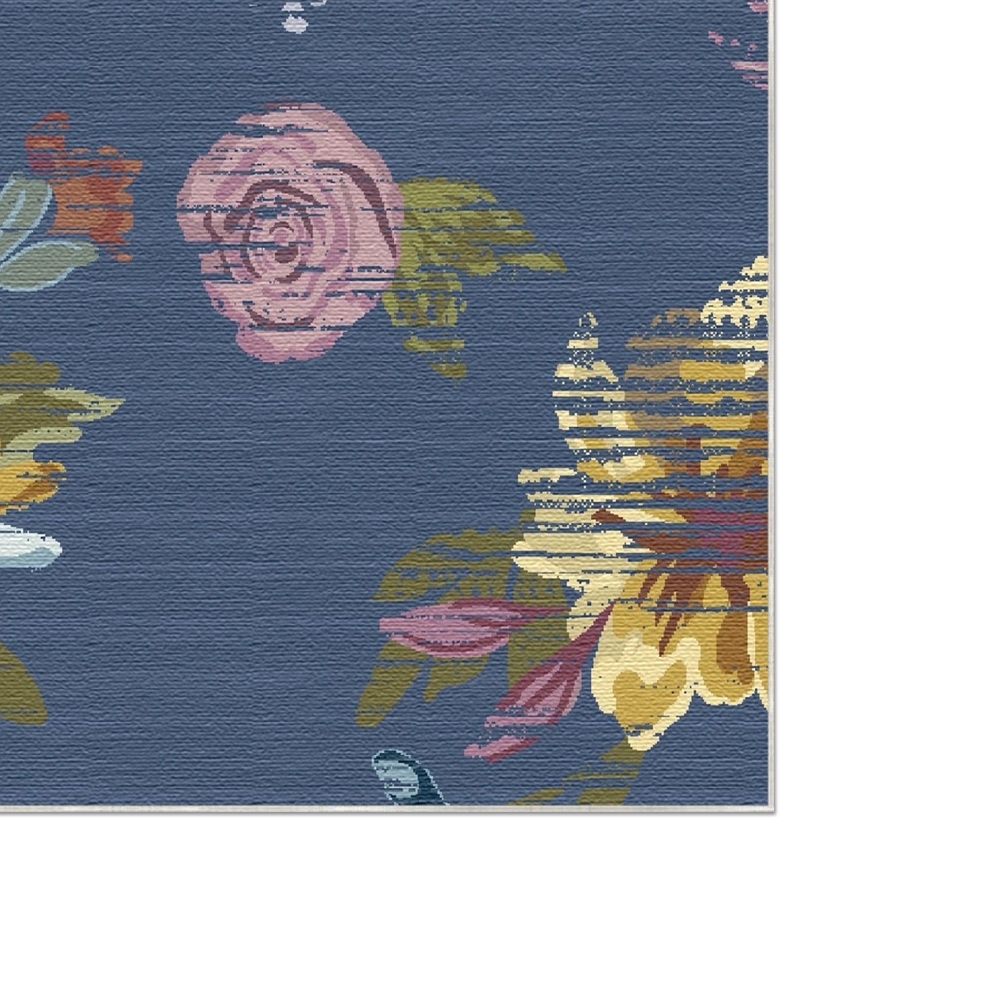 Blauer Vintage Teppich im Used Look