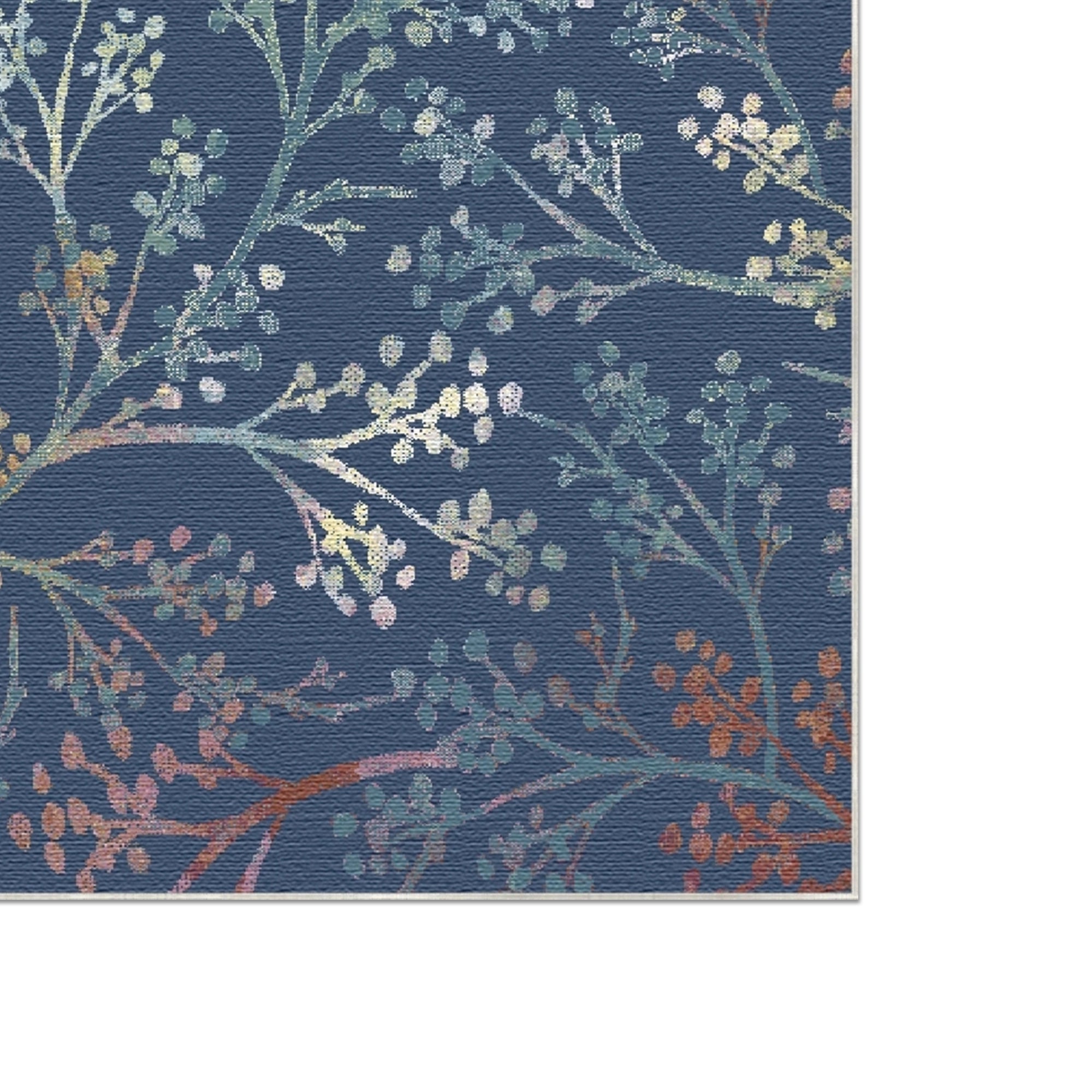 Tiefblauer Botanischer Zweig Teppich