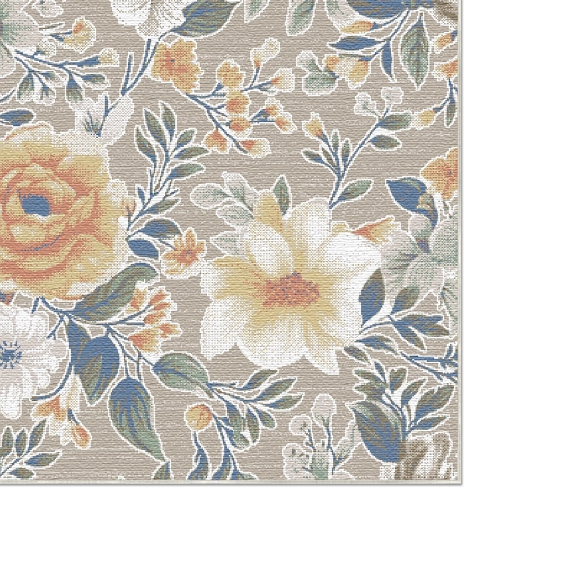 Beiger Eleganter Gelber Rosen Teppich