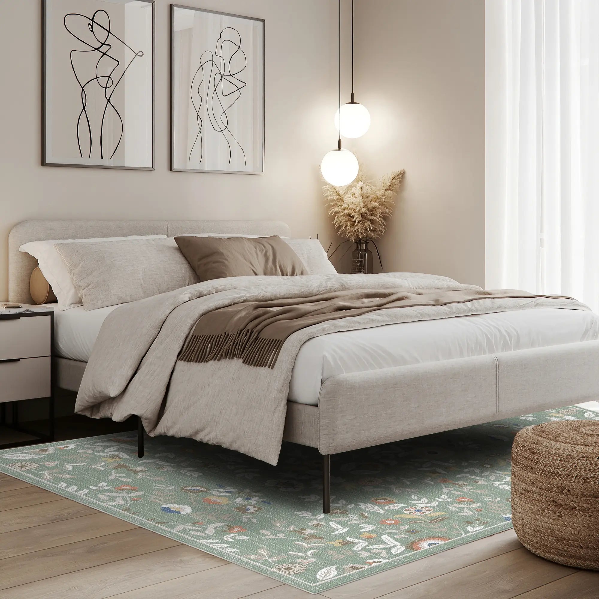 Salbeigarten Blumen Medaillon Teppich