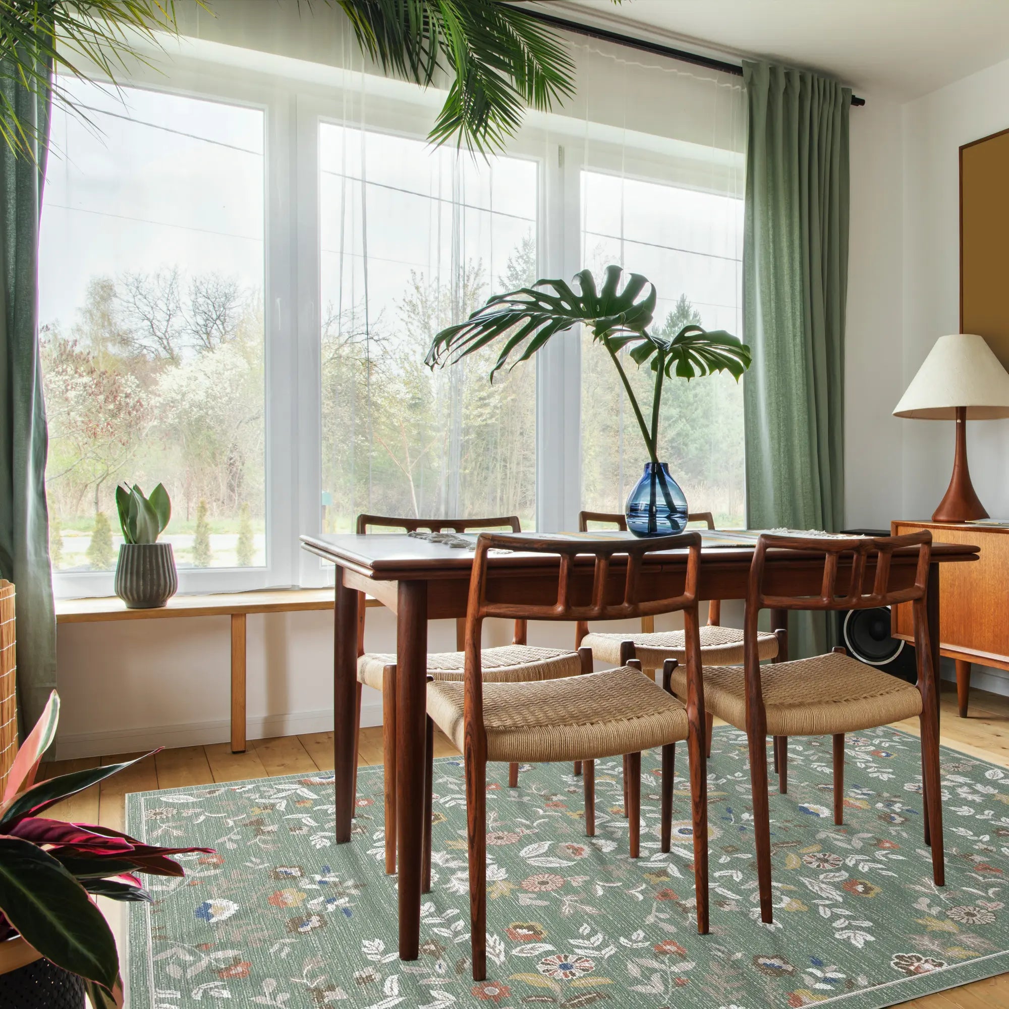 Salbeigarten Blumen Medaillon Teppich