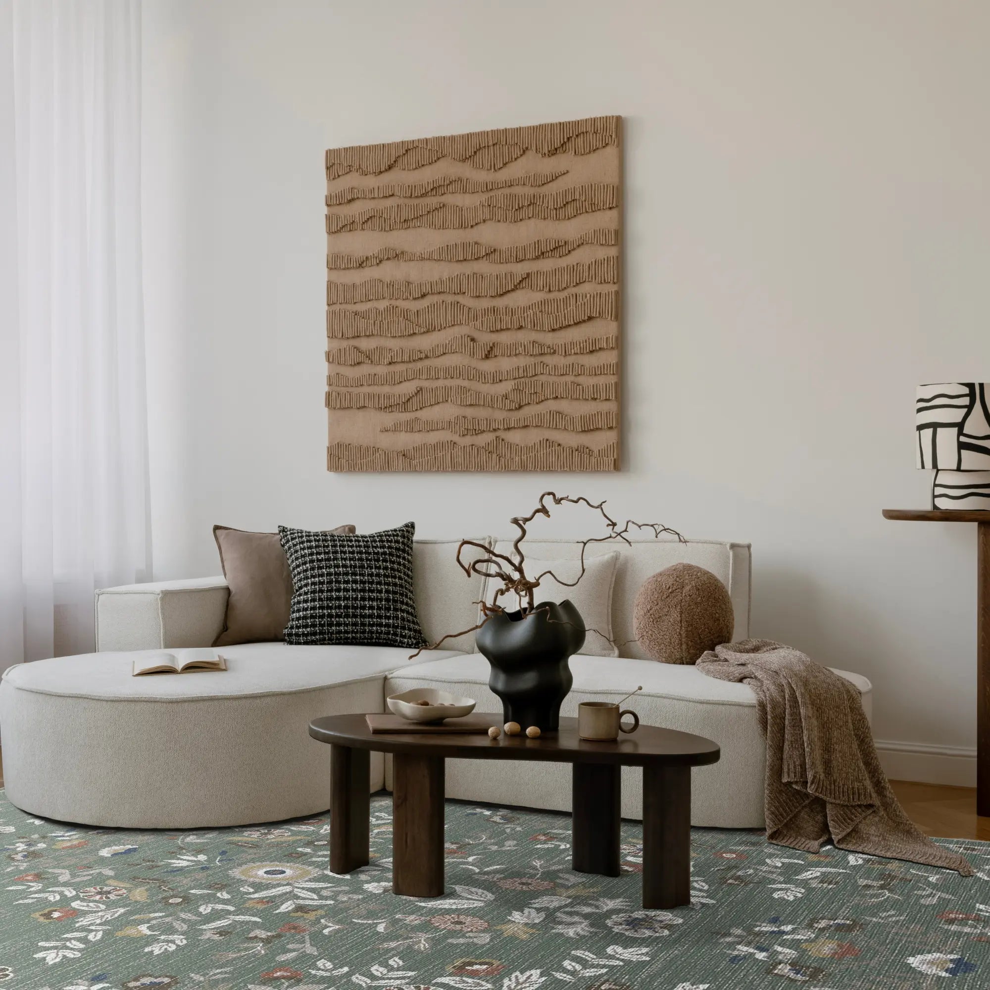 Salbeigarten Blumen Medaillon Teppich