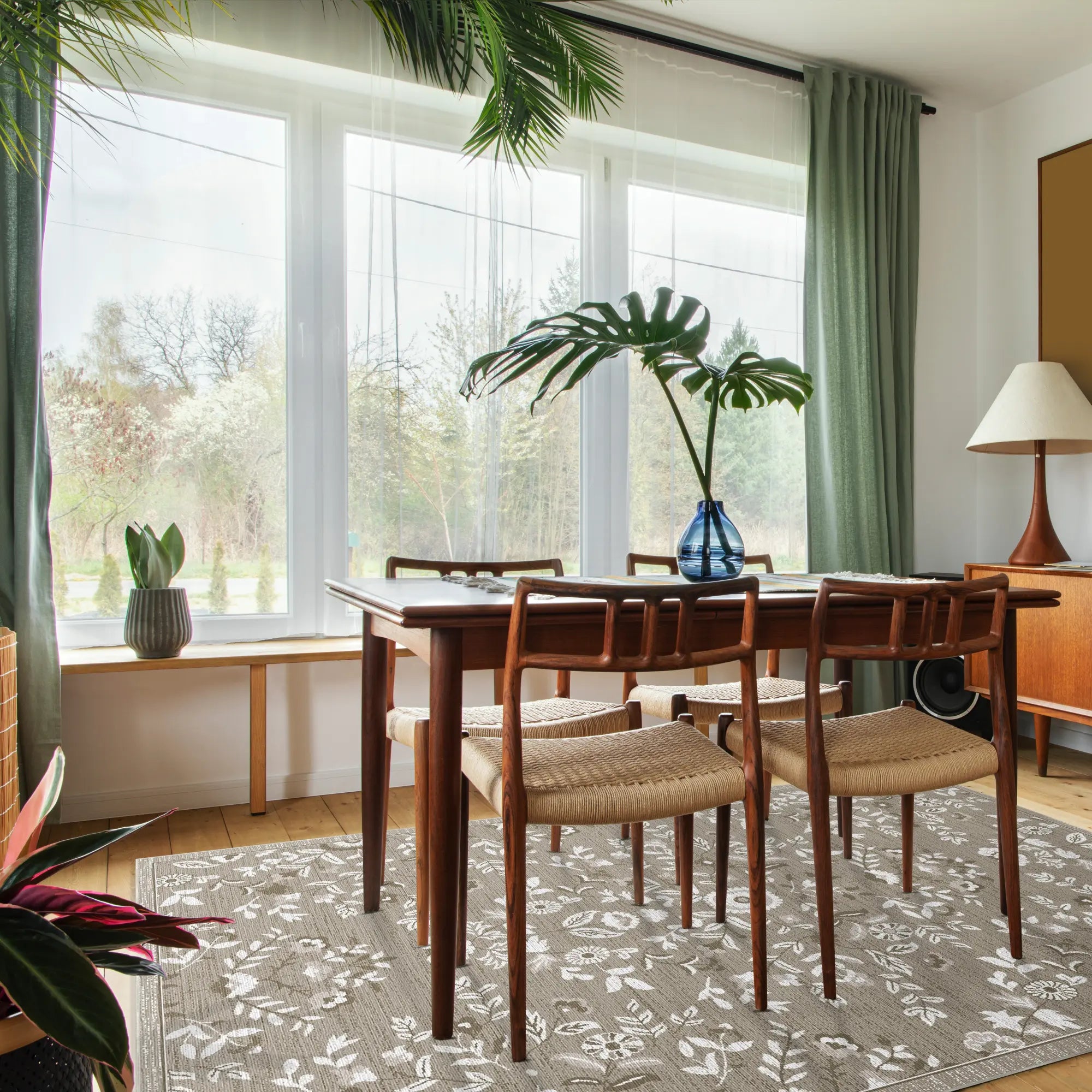 Sand Gelassenheit Blumen Medaillon Teppich