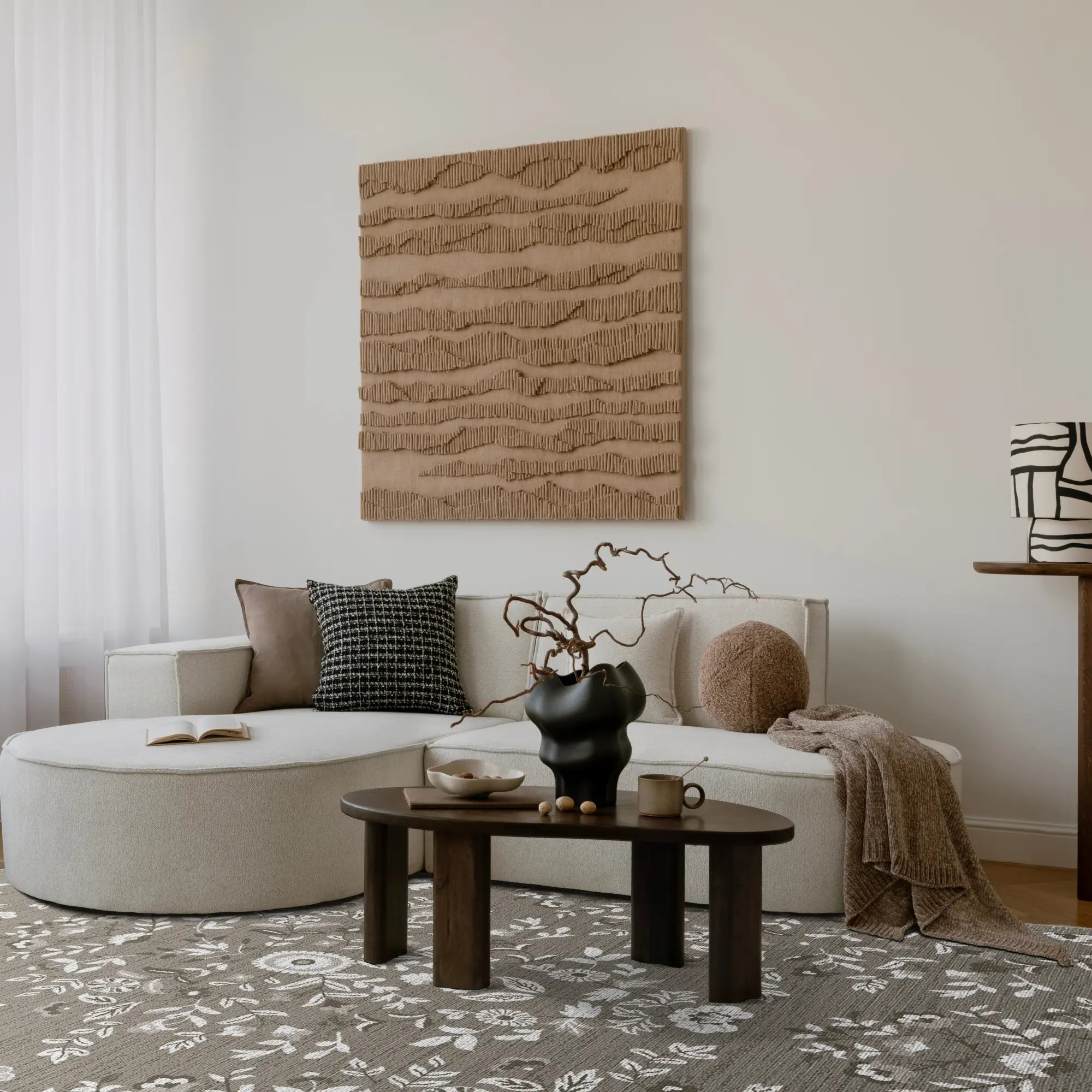 Sand Gelassenheit Blumen Medaillon Teppich