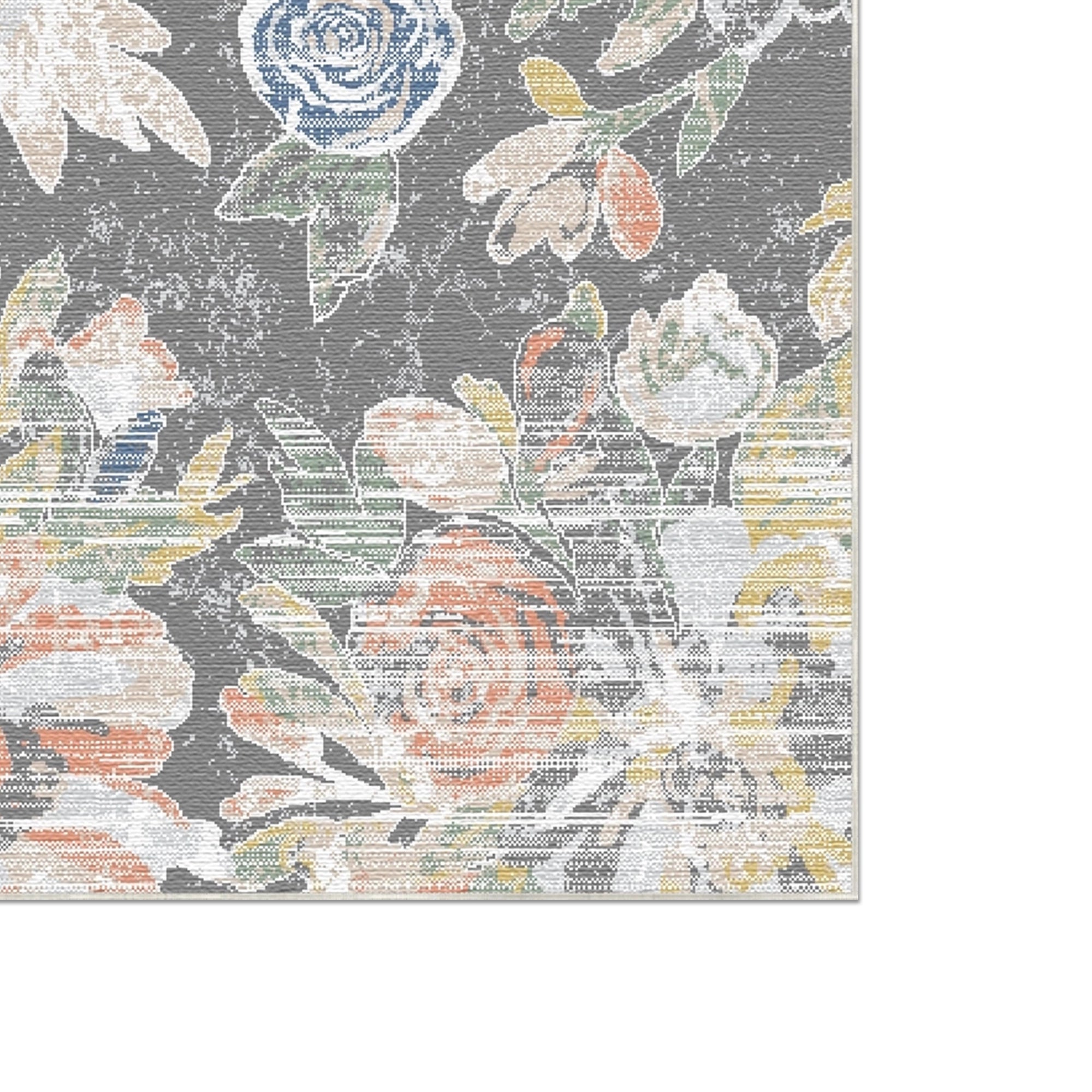 Antiker Schiefer Malerischer Blumen Teppich