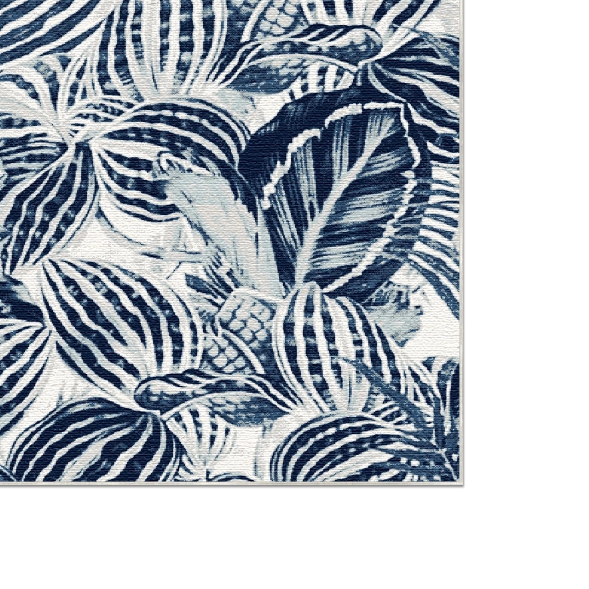Indigo Tropisches Blatt Botanischer Teppich