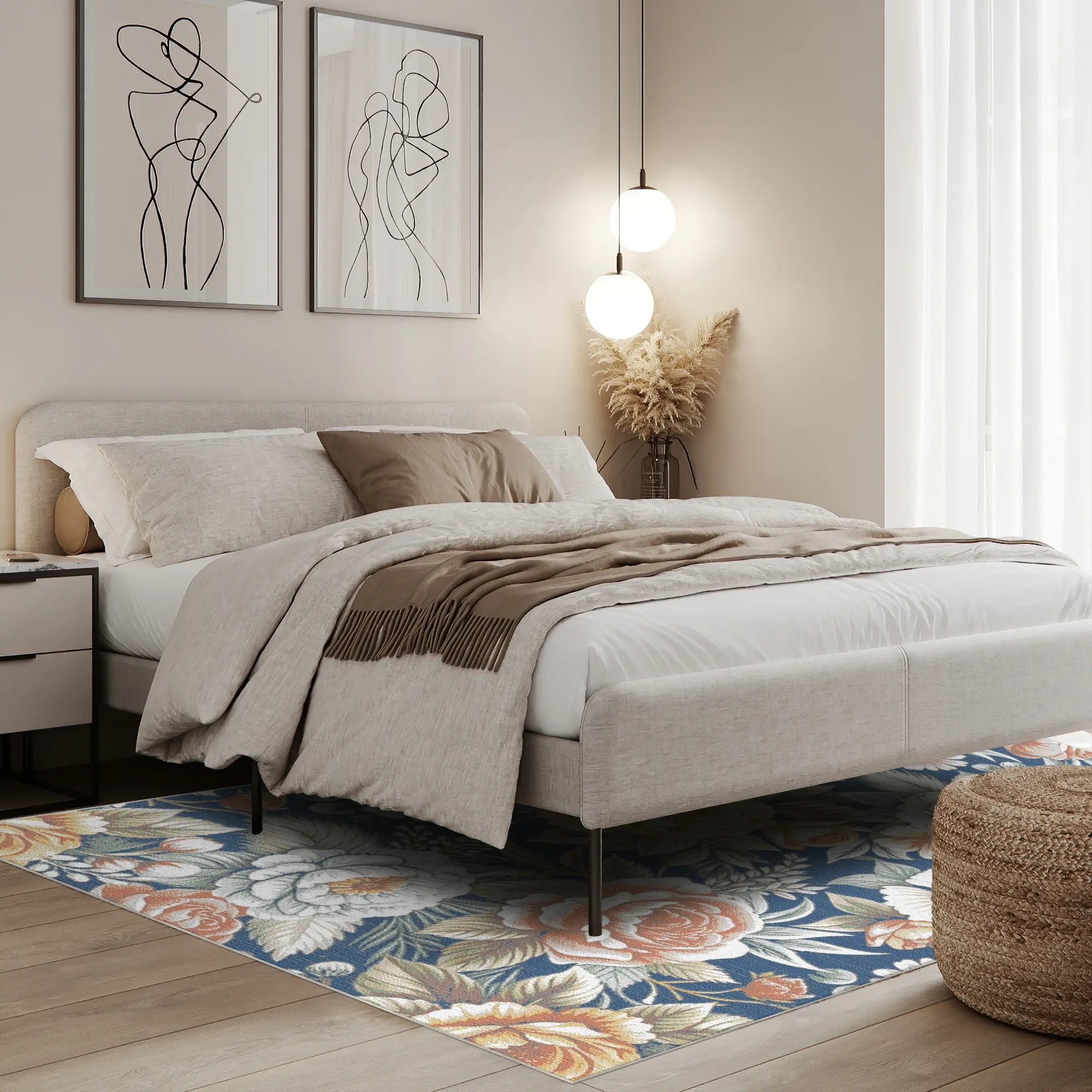 Saphir Nocturne Blumen Teppich