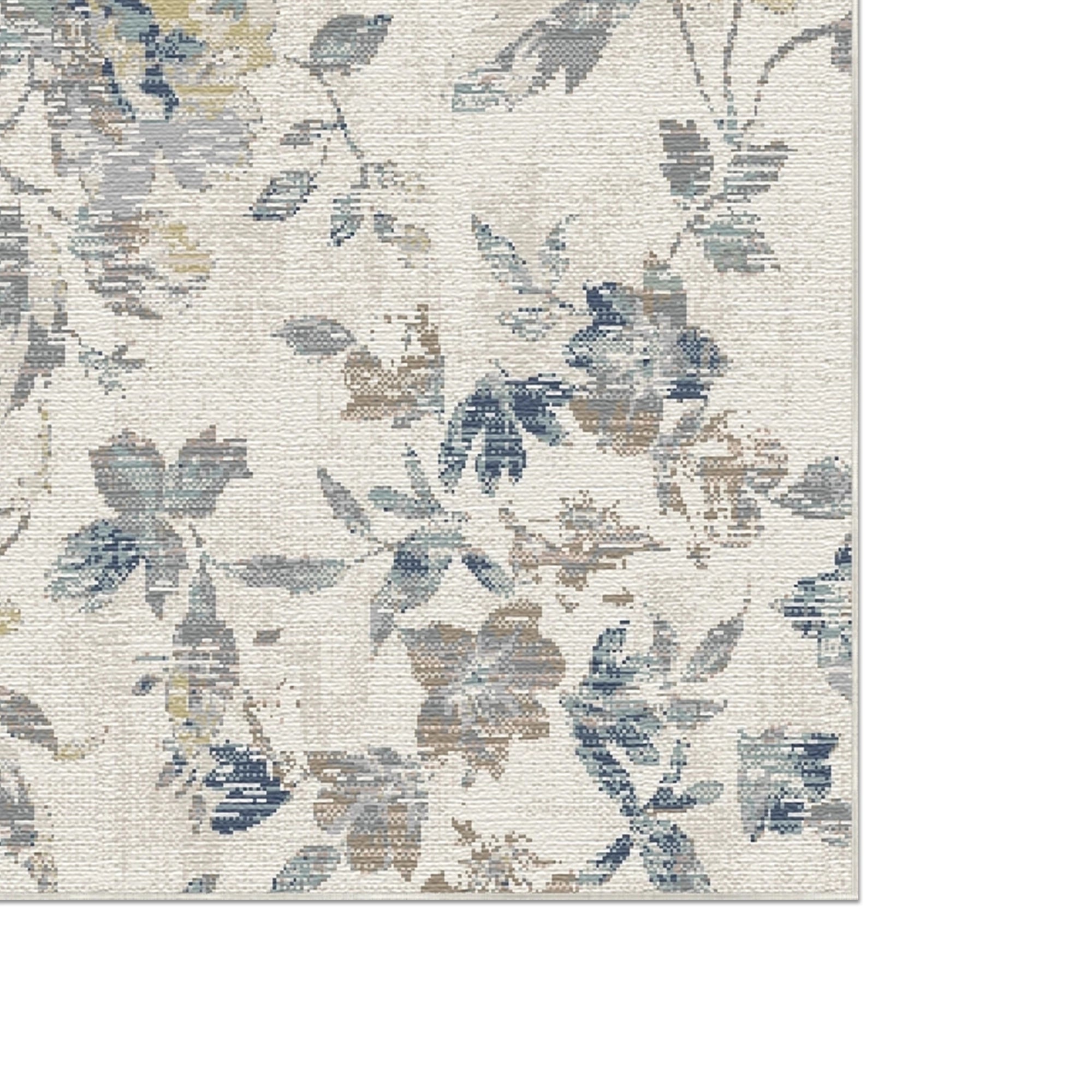 Vintage Malerischer Blauer Blumen Teppich
