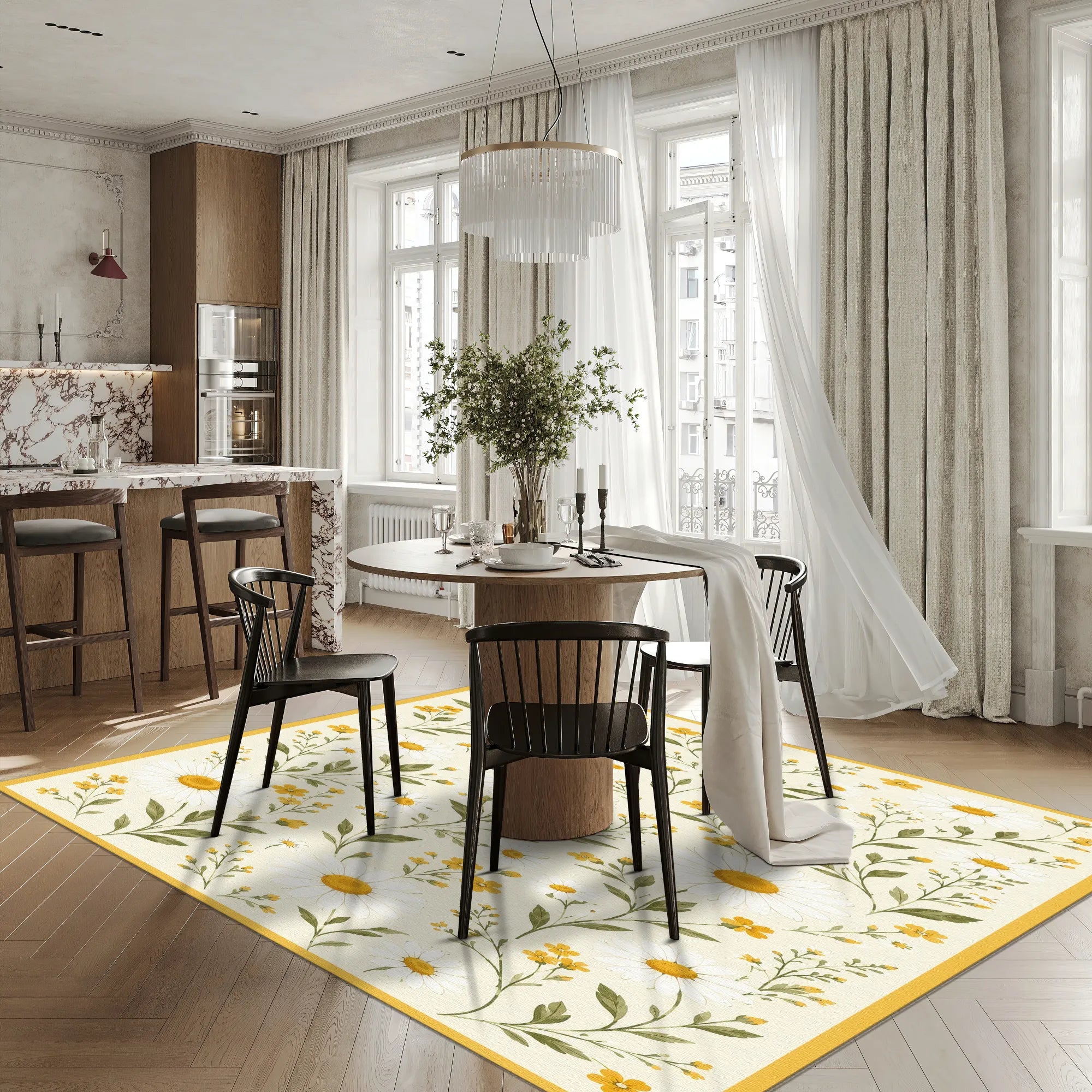Heller Gänseblümchen-Blumenwiesen-Teppich