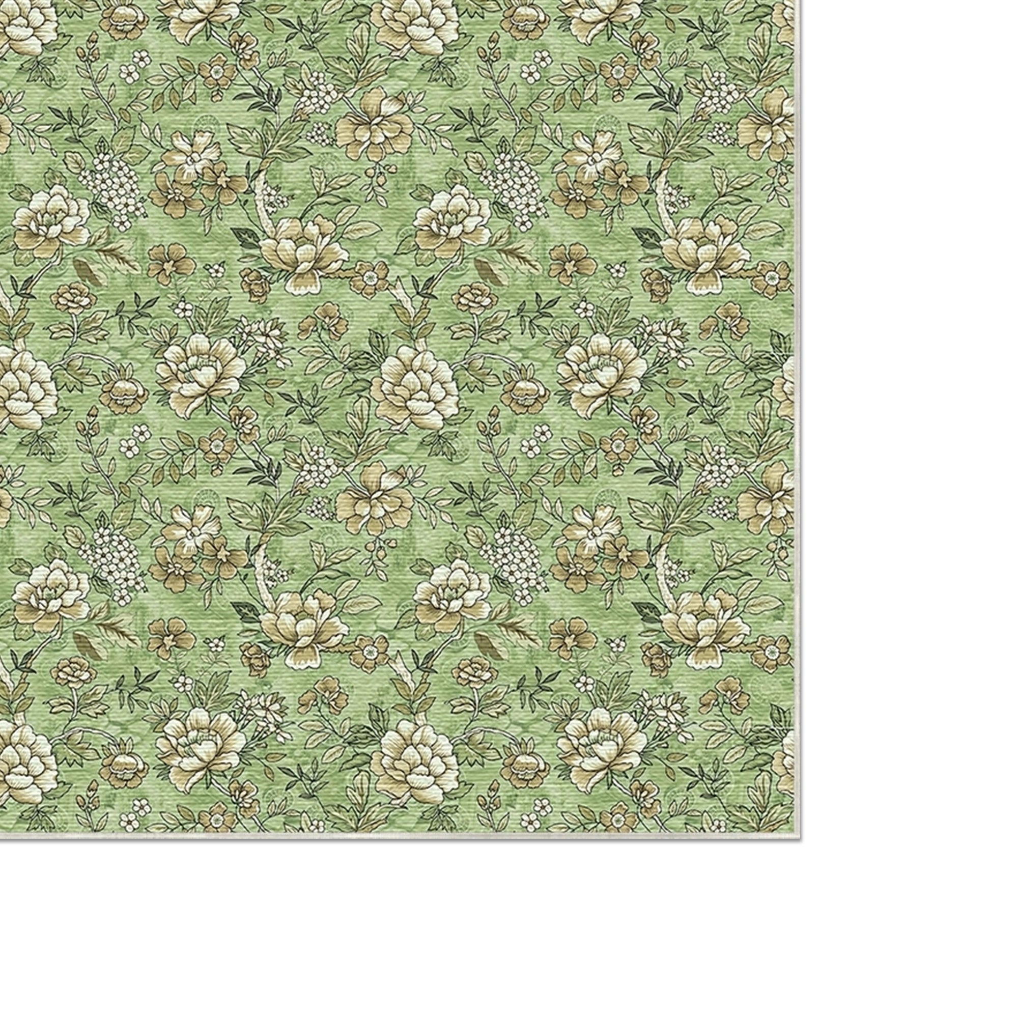 Grüner Vintage Kleiner Blumen Teppich