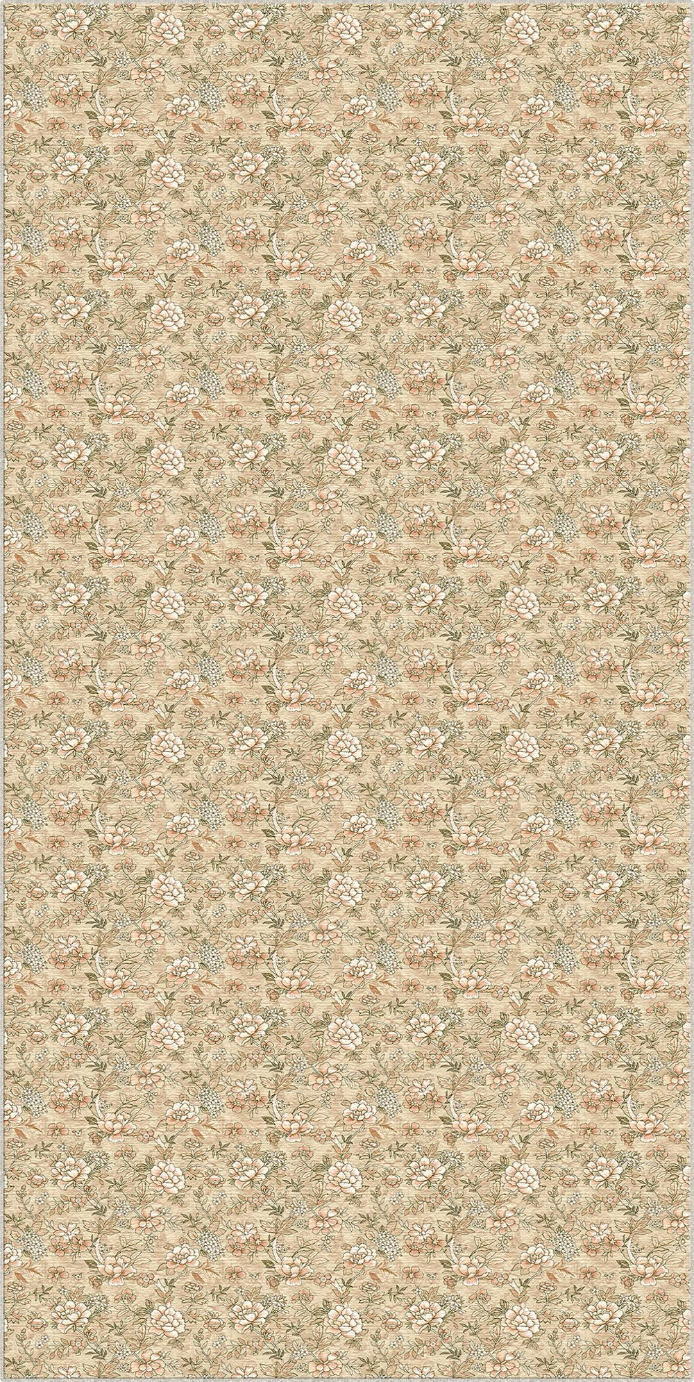 Vintage Beiger Kleiner Blumen Teppich