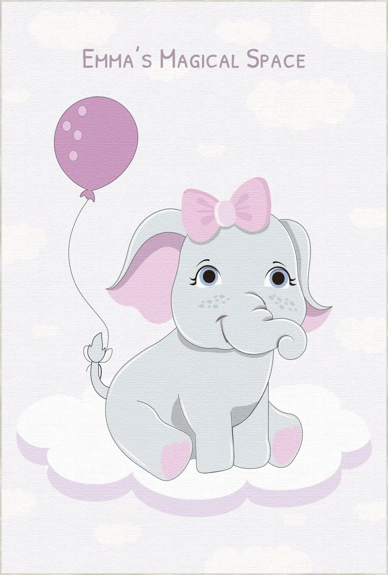 Magischer Elefant mit Ballon | Personalisierbarer Teppich