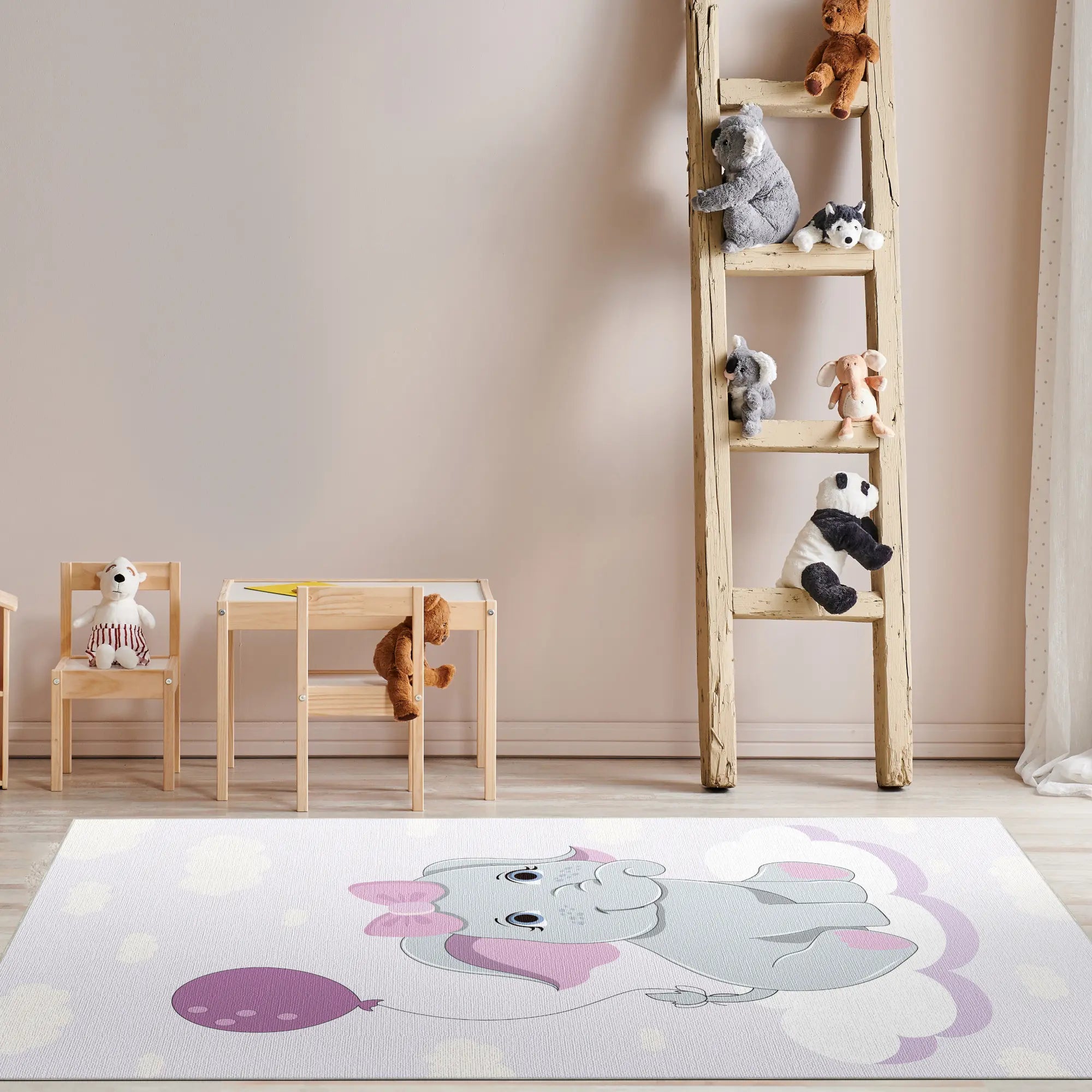 Niedlicher Rosa Elefant Kinderzimmer Teppich