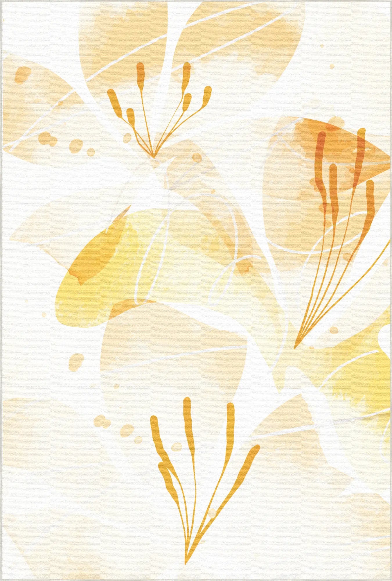 Goldener Aquarell-Blumen-Akzentteppich
