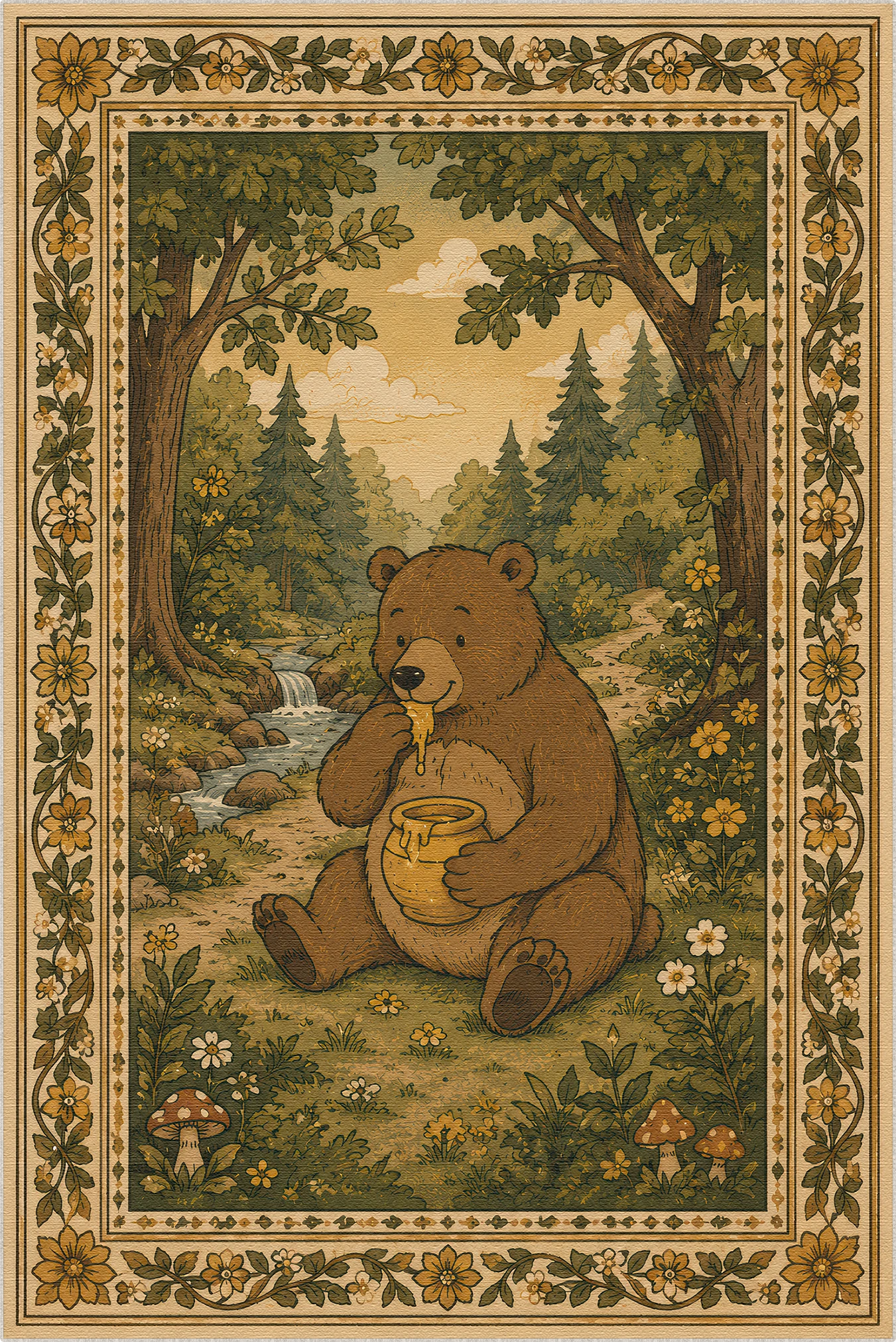 Honey Bear Woodland Teppich