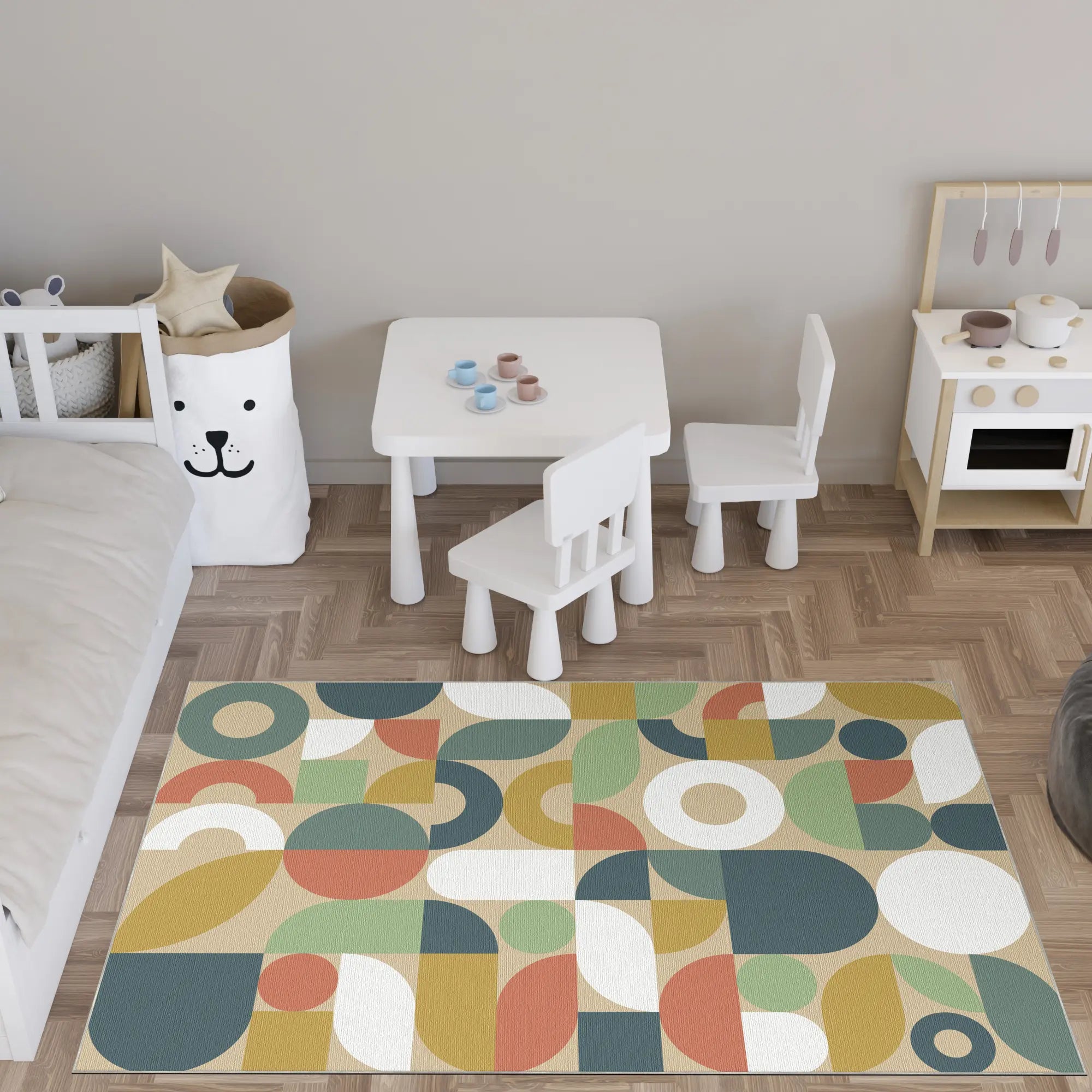 Moderner Retro Geometrischer Waschbarer Teppich