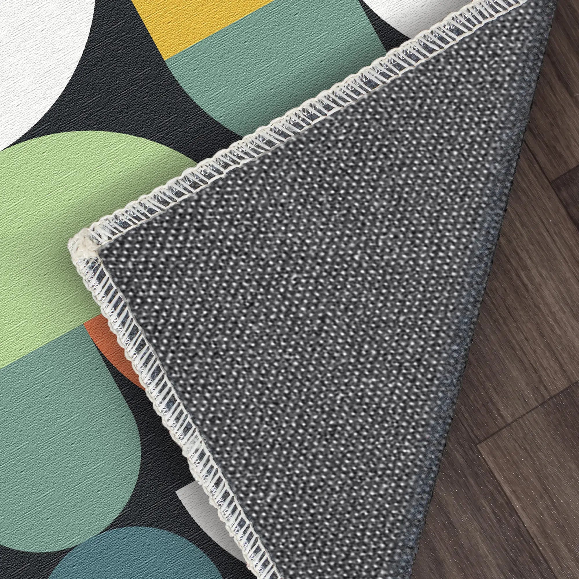Schwarzer Retro Geometrischer Waschbarer Teppich