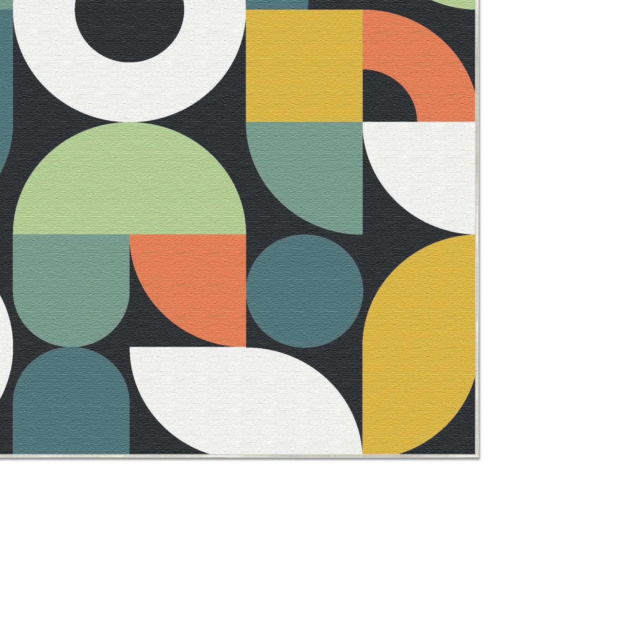 Schwarzer Retro Geometrischer Waschbarer Teppich